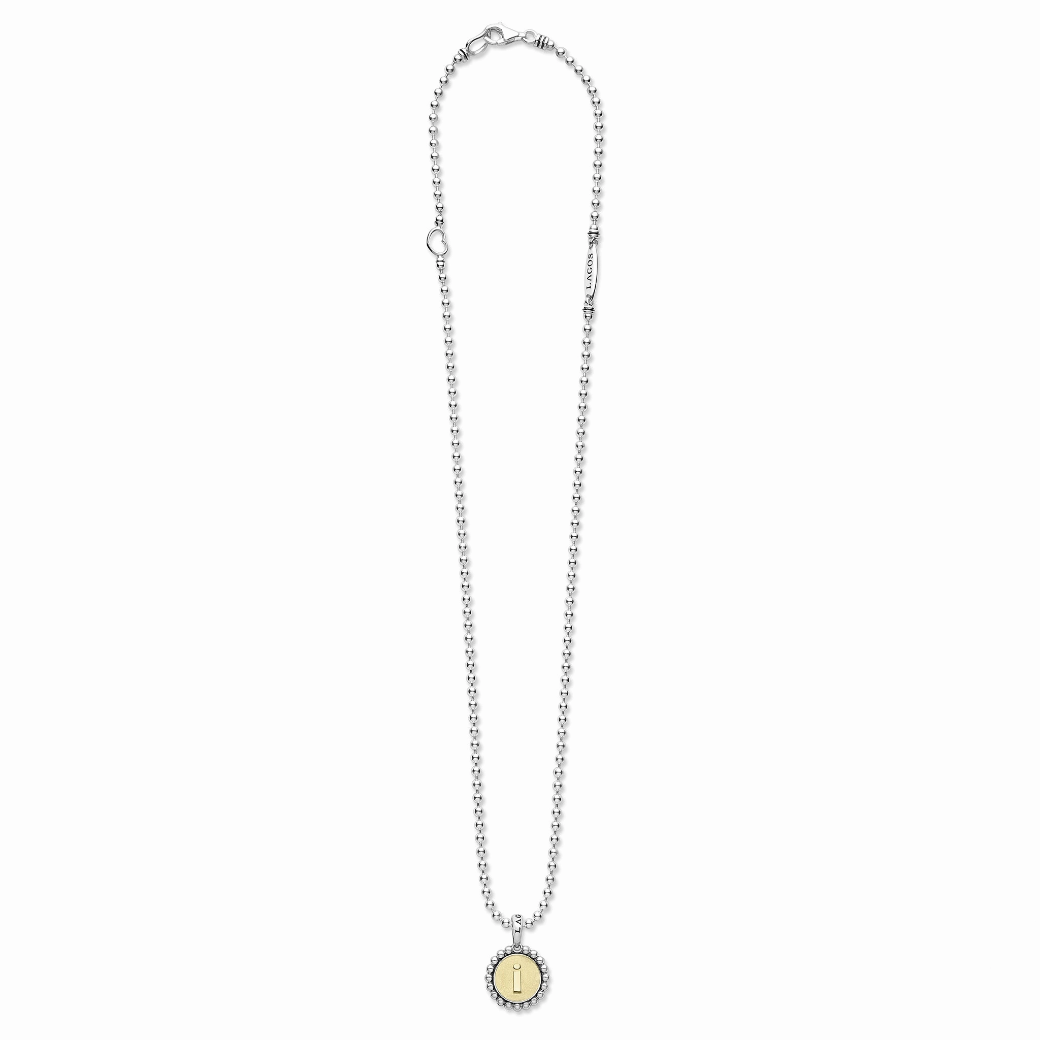 Signature Caviar I Initial Charm Necklace