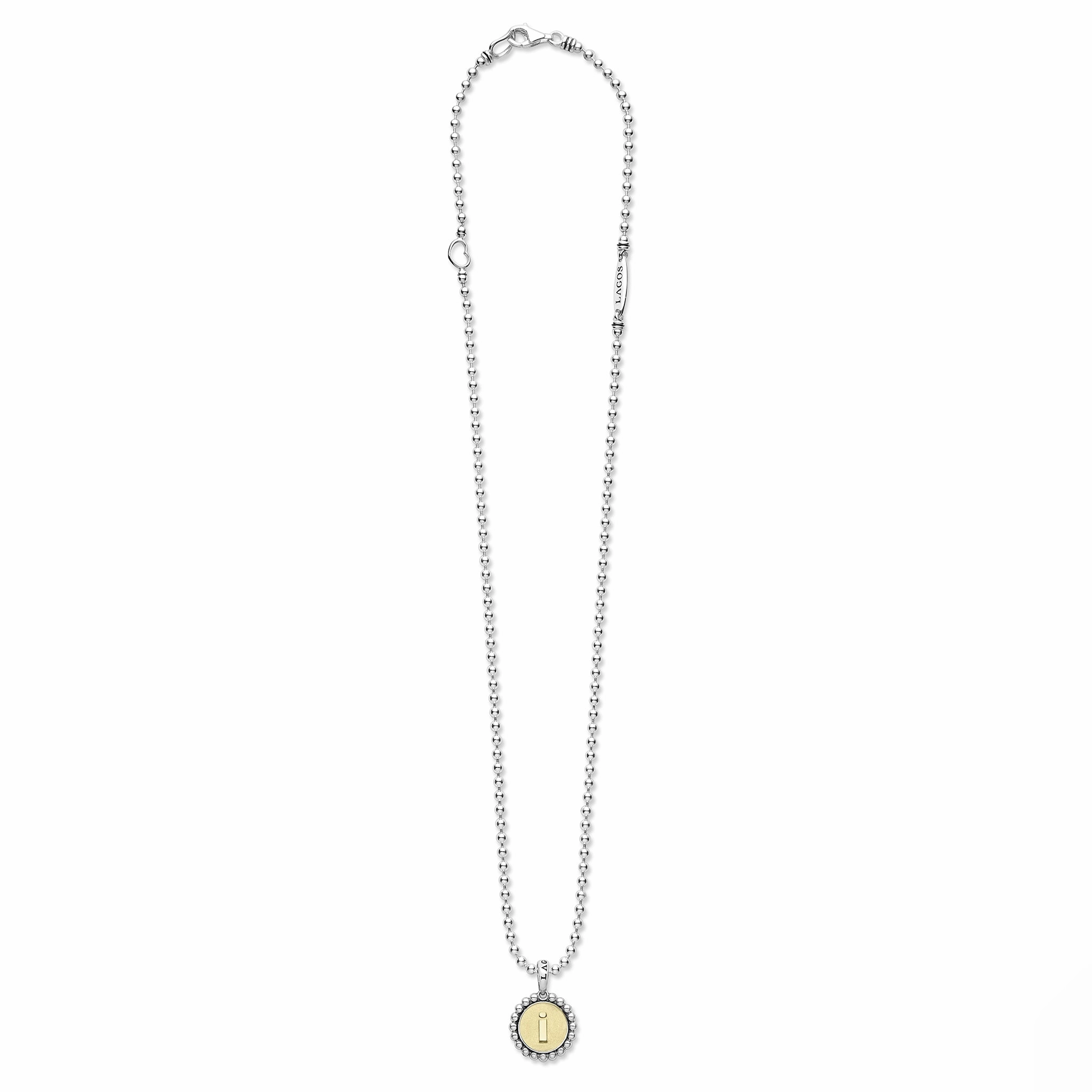 Signature Caviar I Initial Charm Necklace