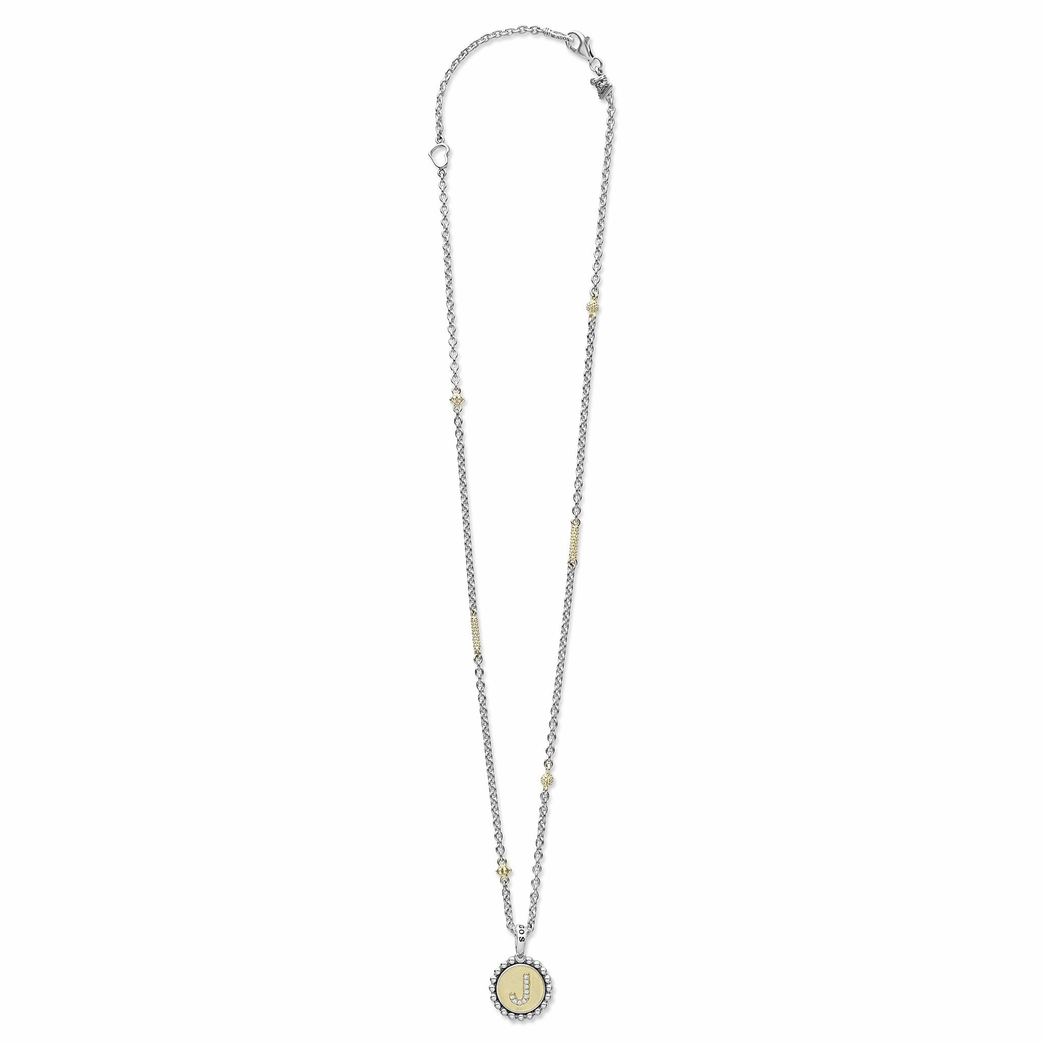 Signature Caviar J Initial Diamond Charm Necklace