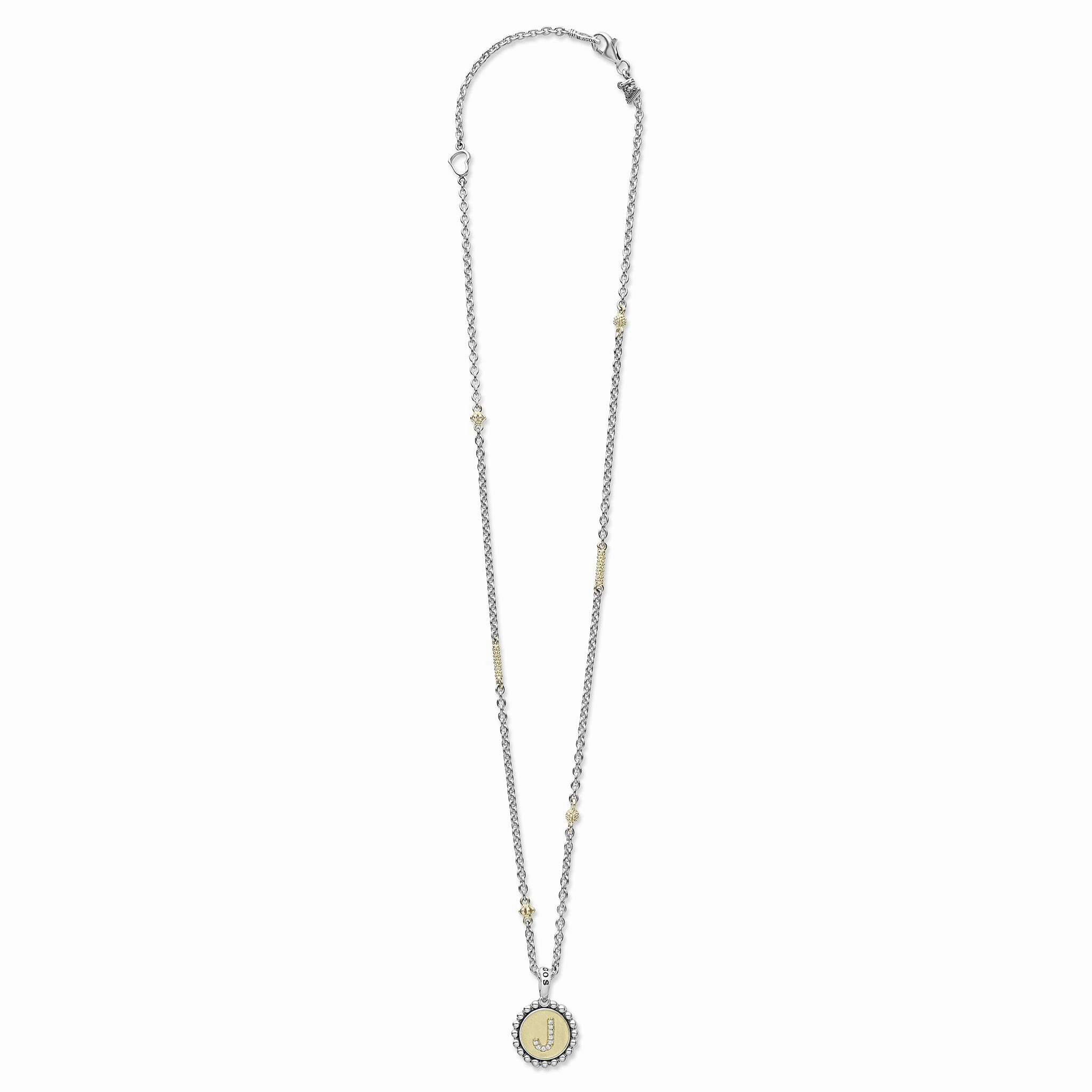 Signature Caviar J Initial Diamond Charm Necklace