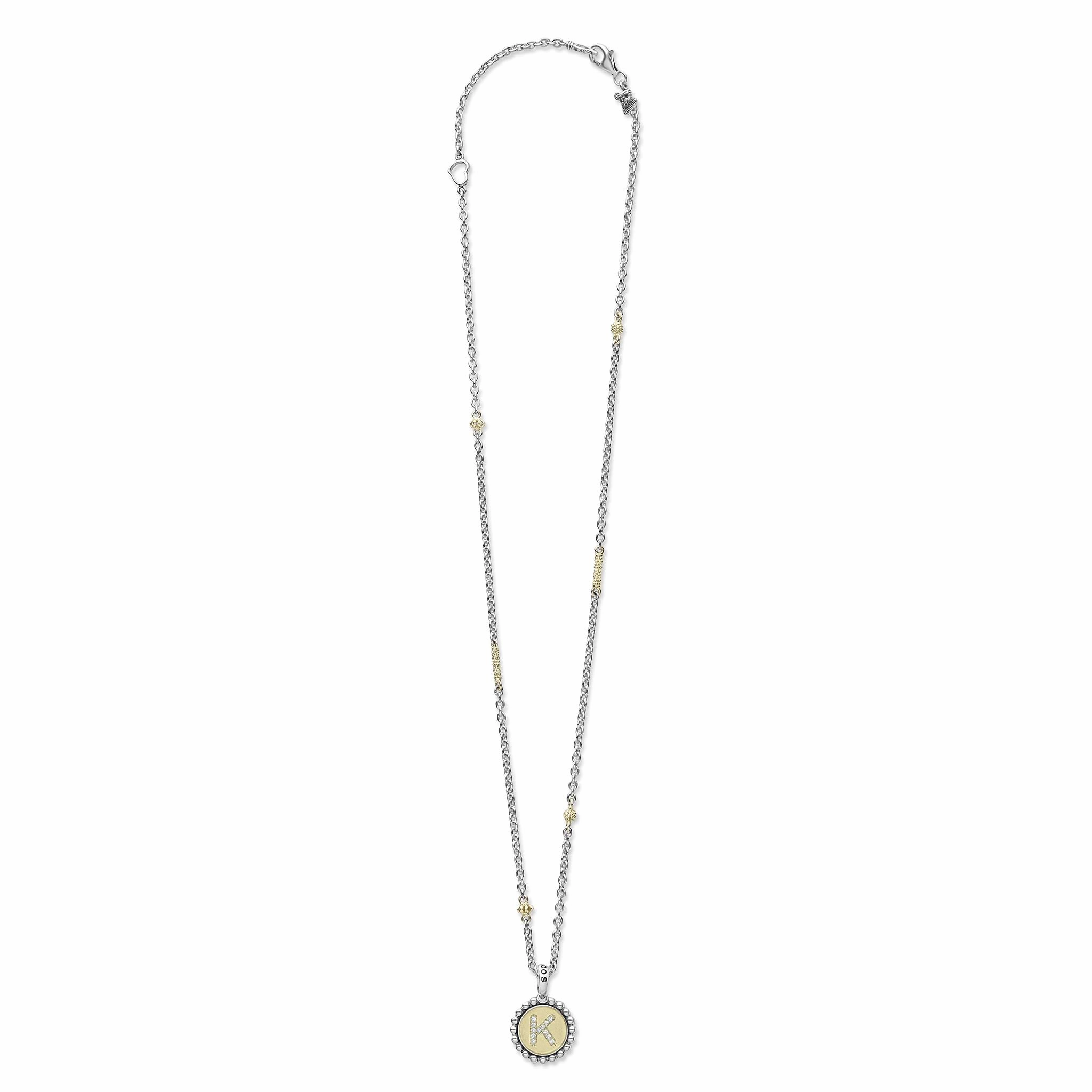 Signature Caviar K Initial Diamond Charm Necklace