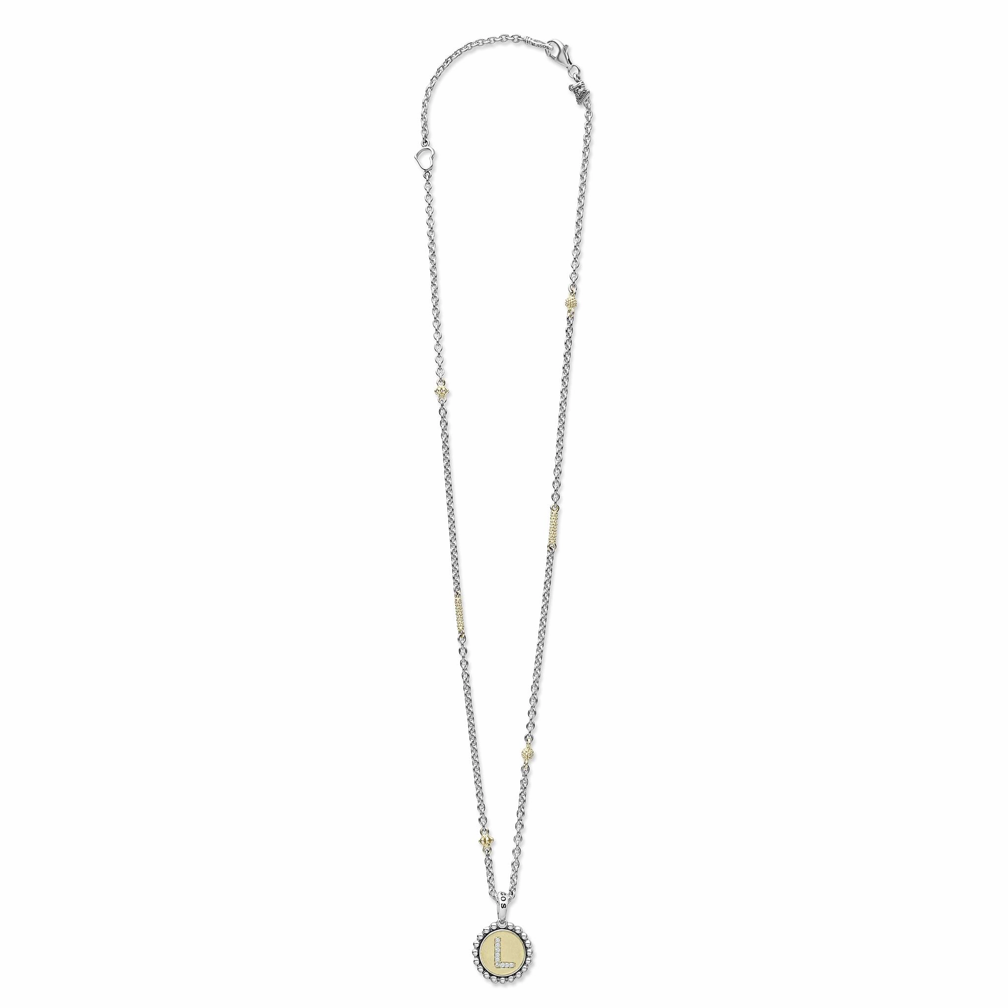 Signature Caviar L Initial Diamond Charm Necklace