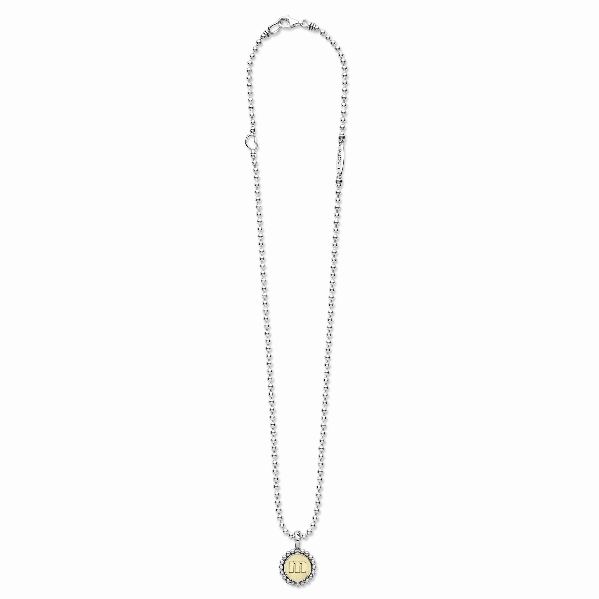 Signature Caviar M Initial Charm Necklace