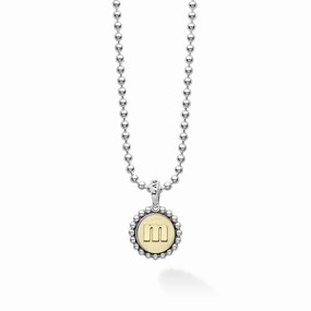 Signature Caviar M Initial Charm Necklace