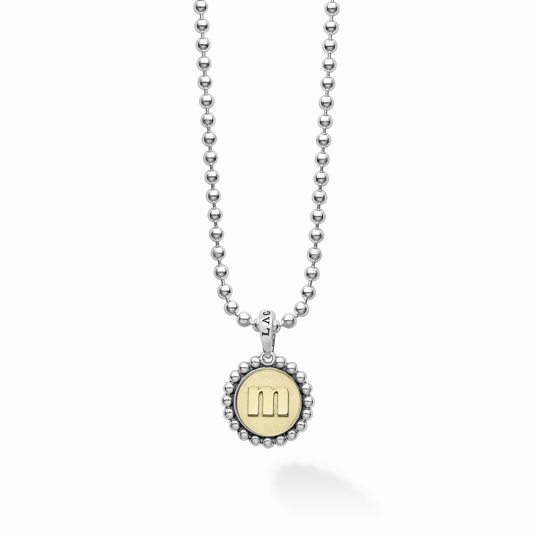 Signature Caviar M Initial Charm Necklace