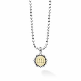 Signature Caviar M Initial Charm Necklace