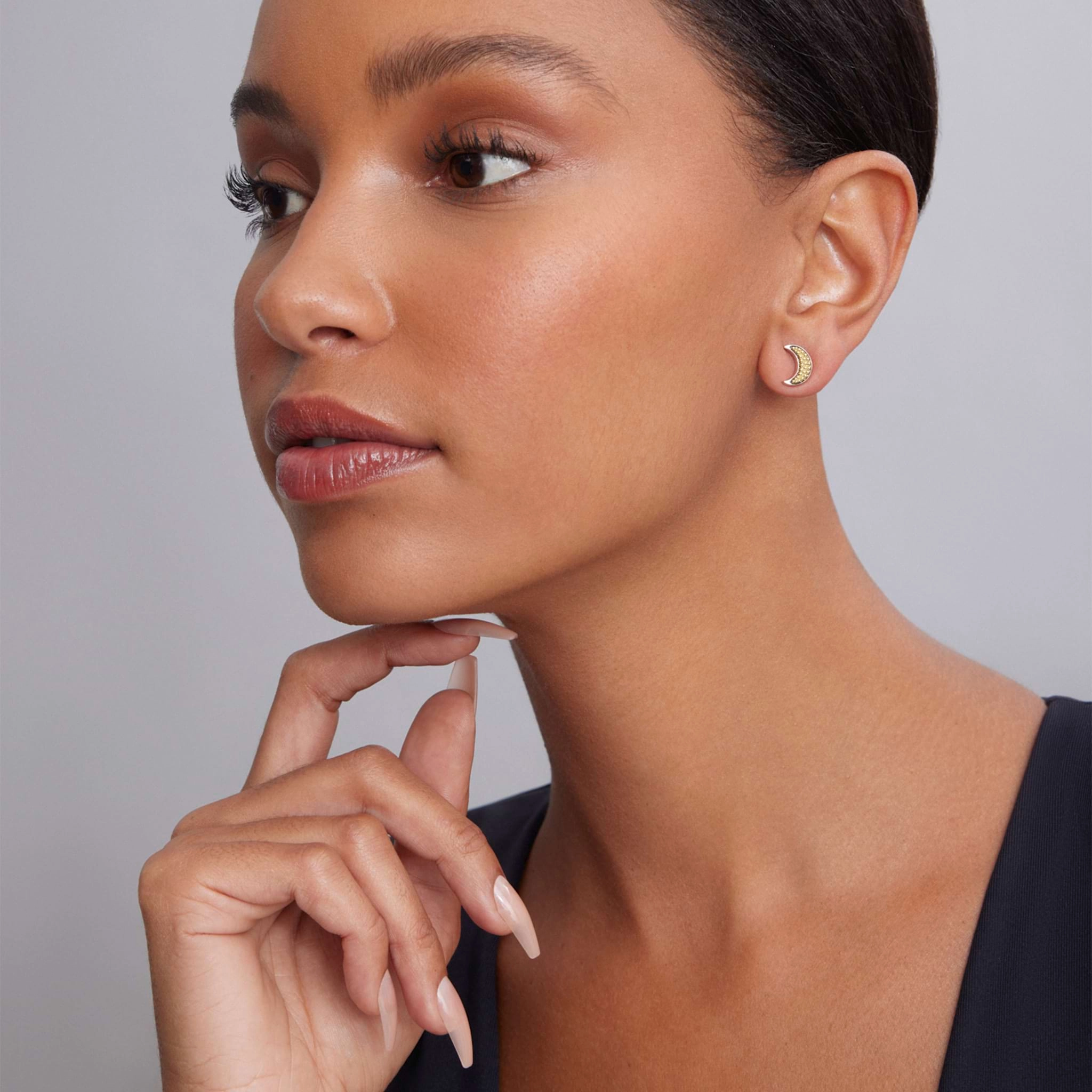Signature Caviar Moon and Star Stud Earrings