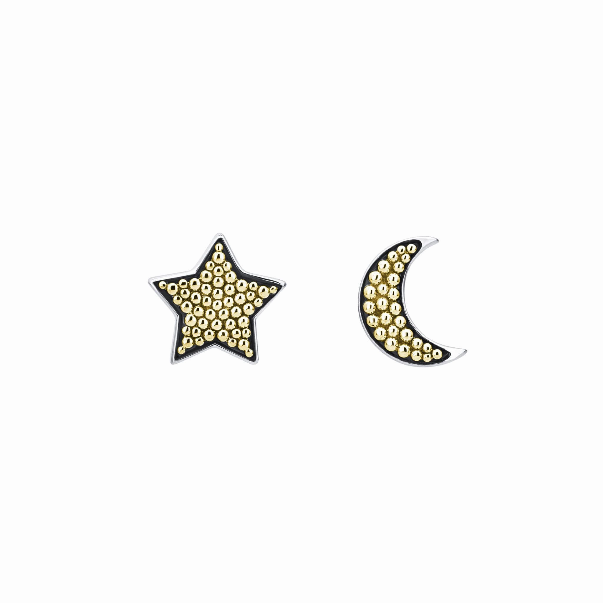 Signature Caviar Moon and Star Stud Earrings