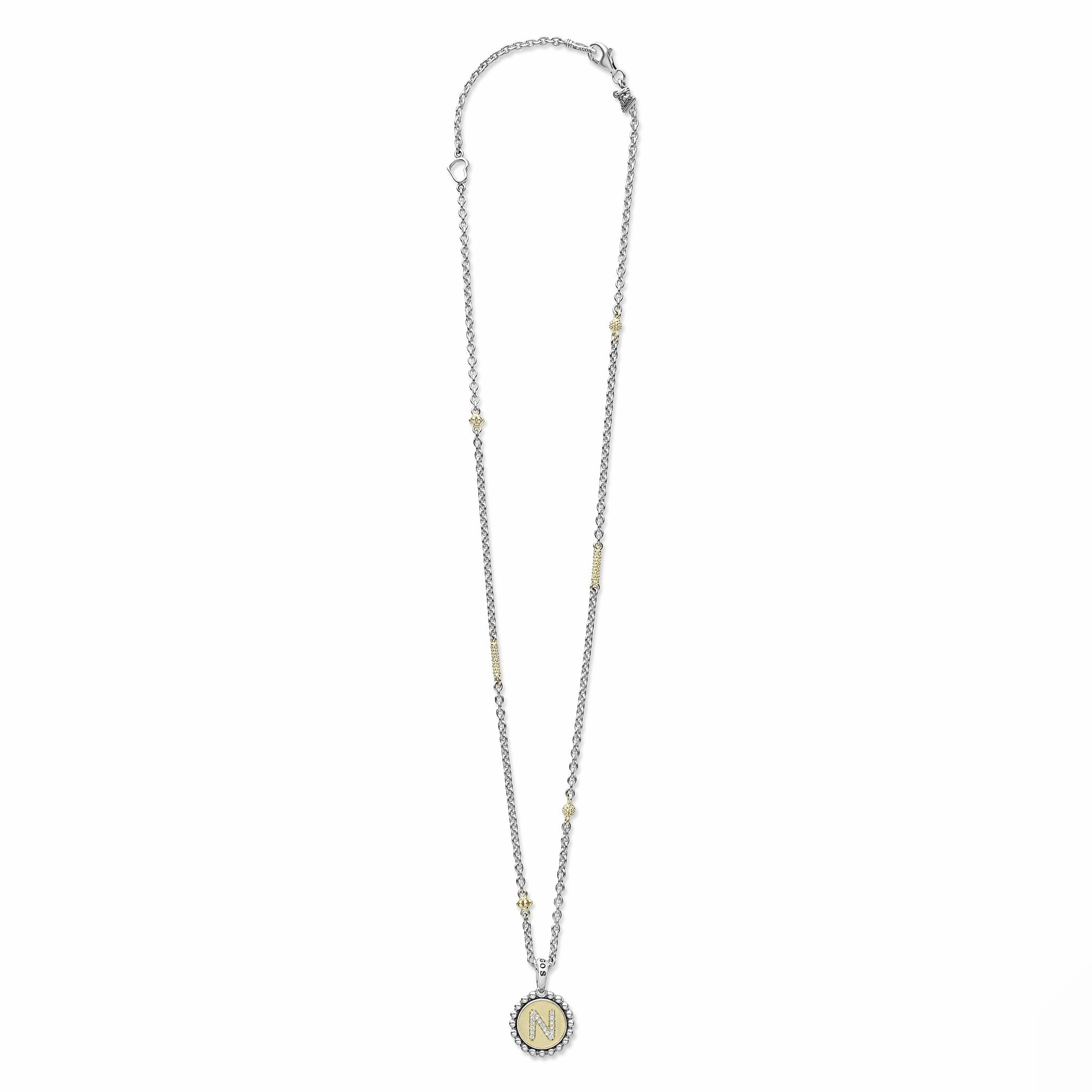Signature Caviar N Initial Diamond Charm Necklace