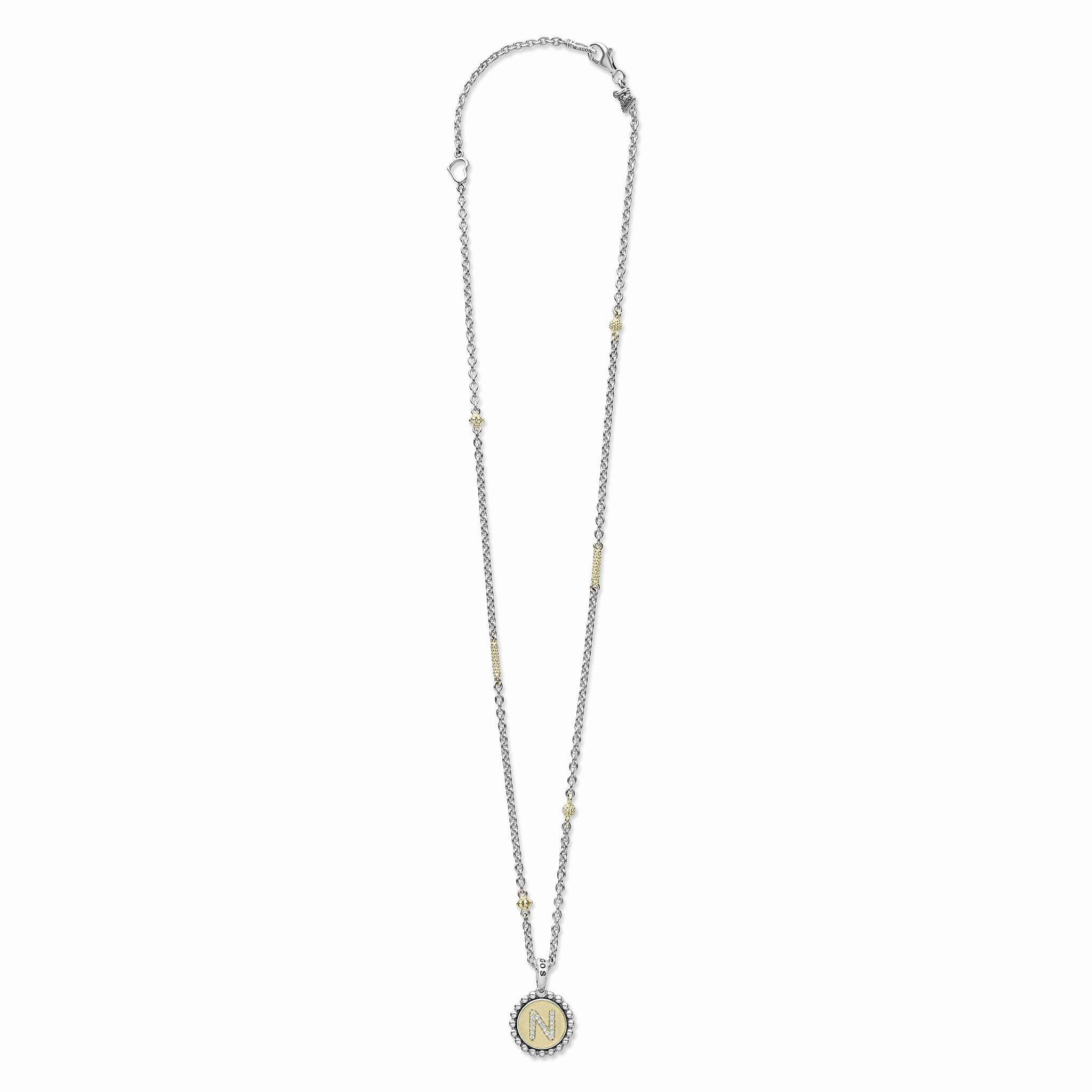 Signature Caviar N Initial Diamond Charm Necklace