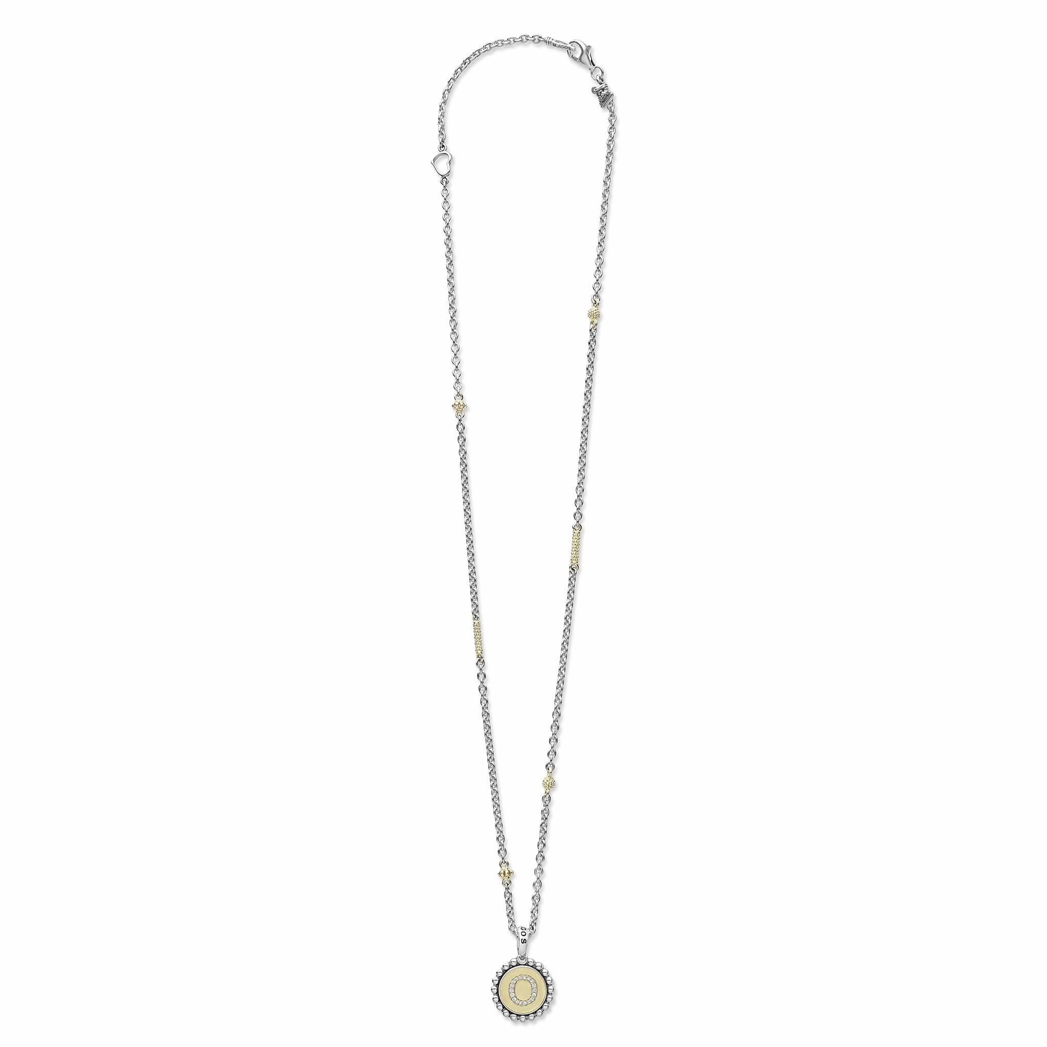 Signature Caviar O Initial Diamond Charm Necklace