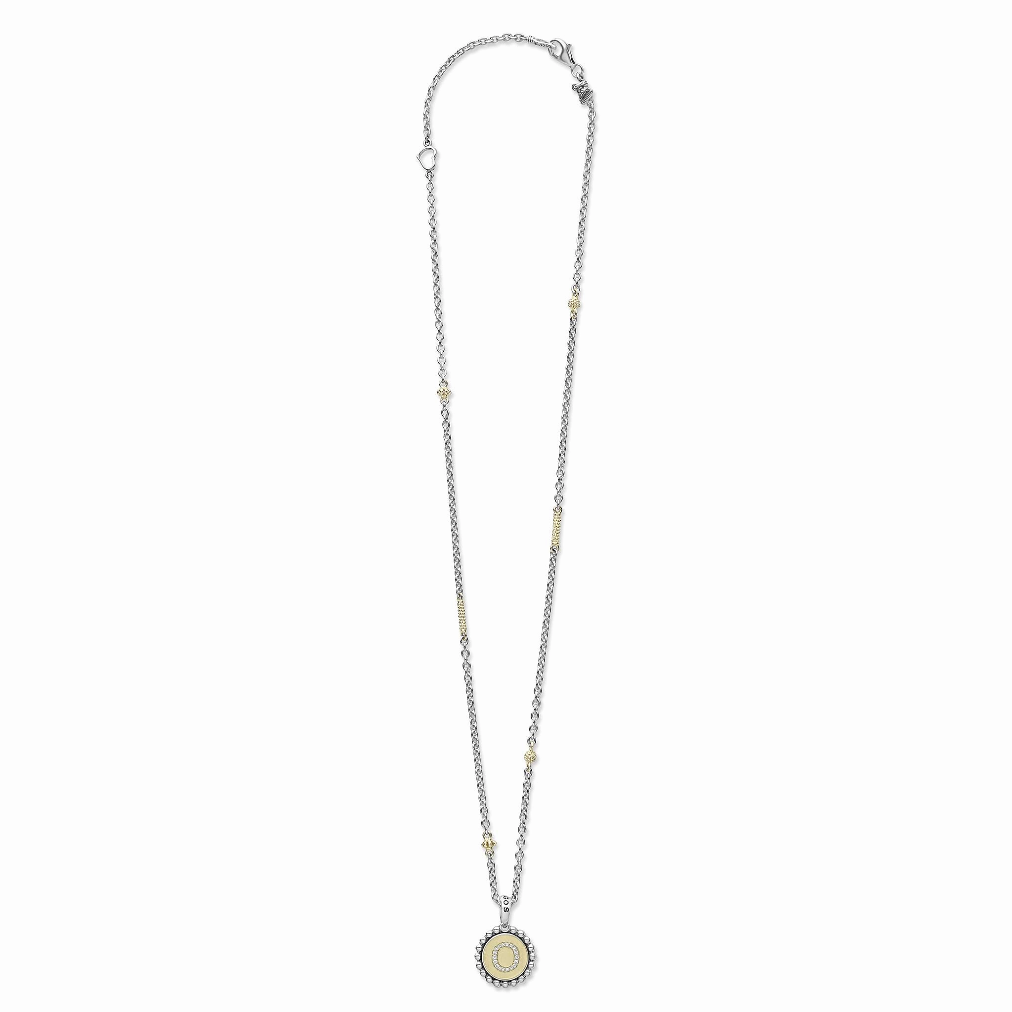 Signature Caviar O Initial Diamond Charm Necklace