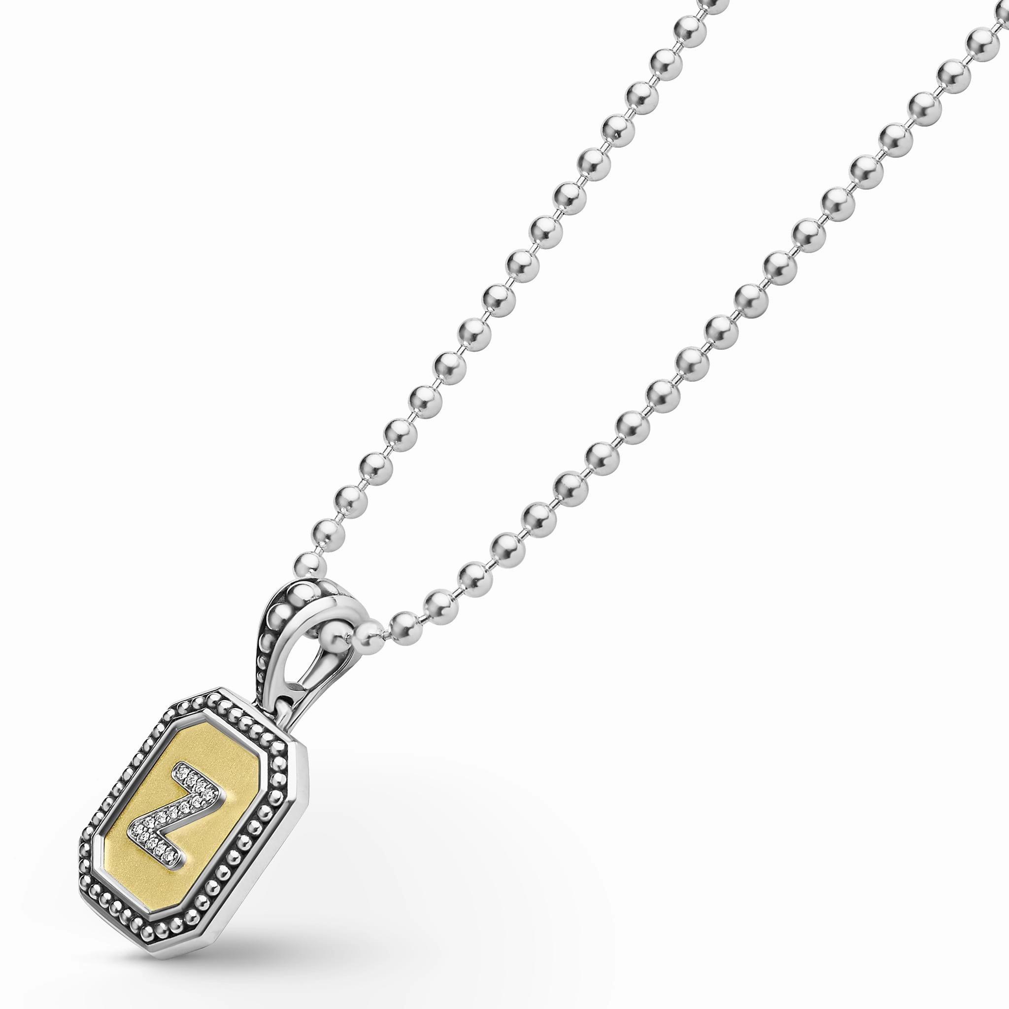 Signature Caviar Octagon Diamond Z Initial Charm Necklace