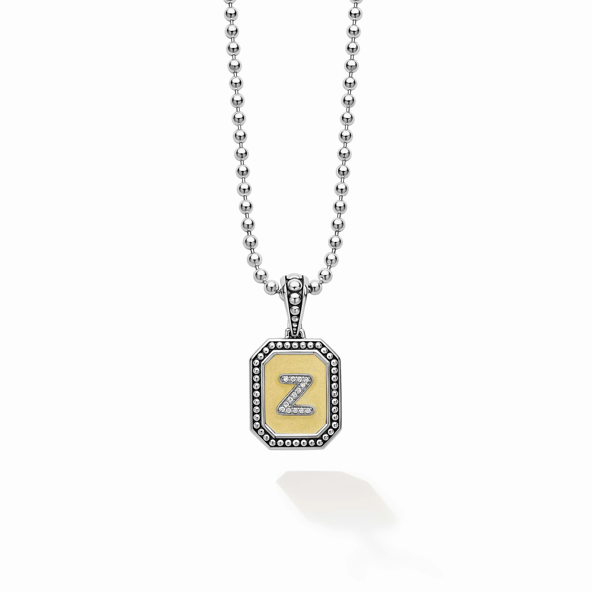 Signature Caviar Octagon Diamond Z Initial Charm Necklace
