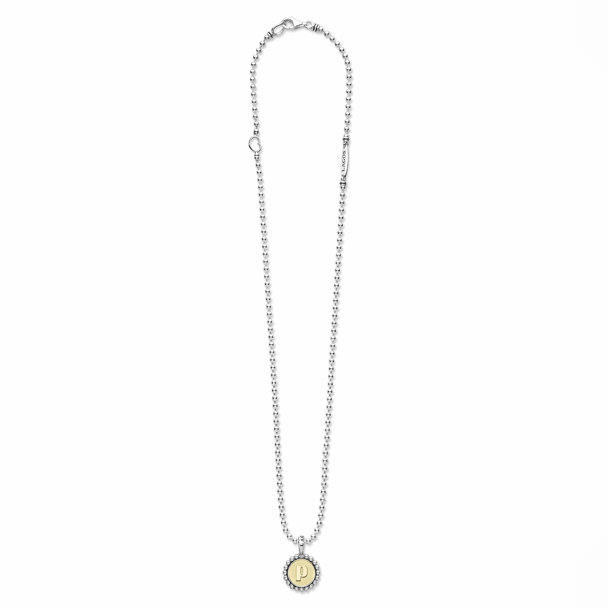 Signature Caviar P Initial Charm Necklace