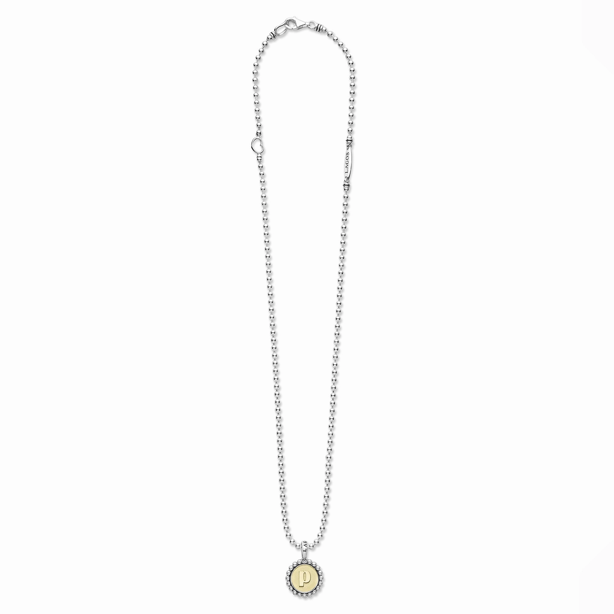 Signature Caviar P Initial Charm Necklace