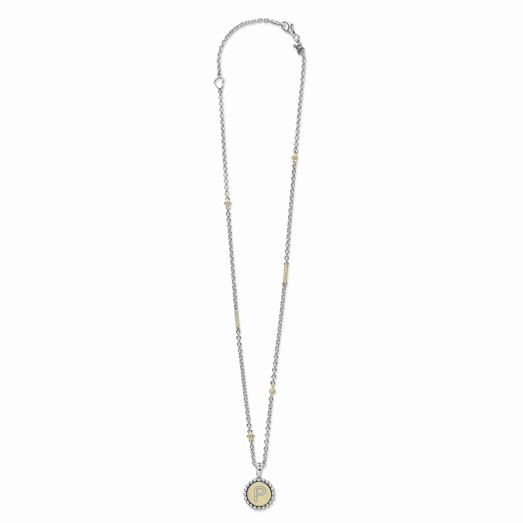 Signature Caviar P Initial Diamond Charm Necklace