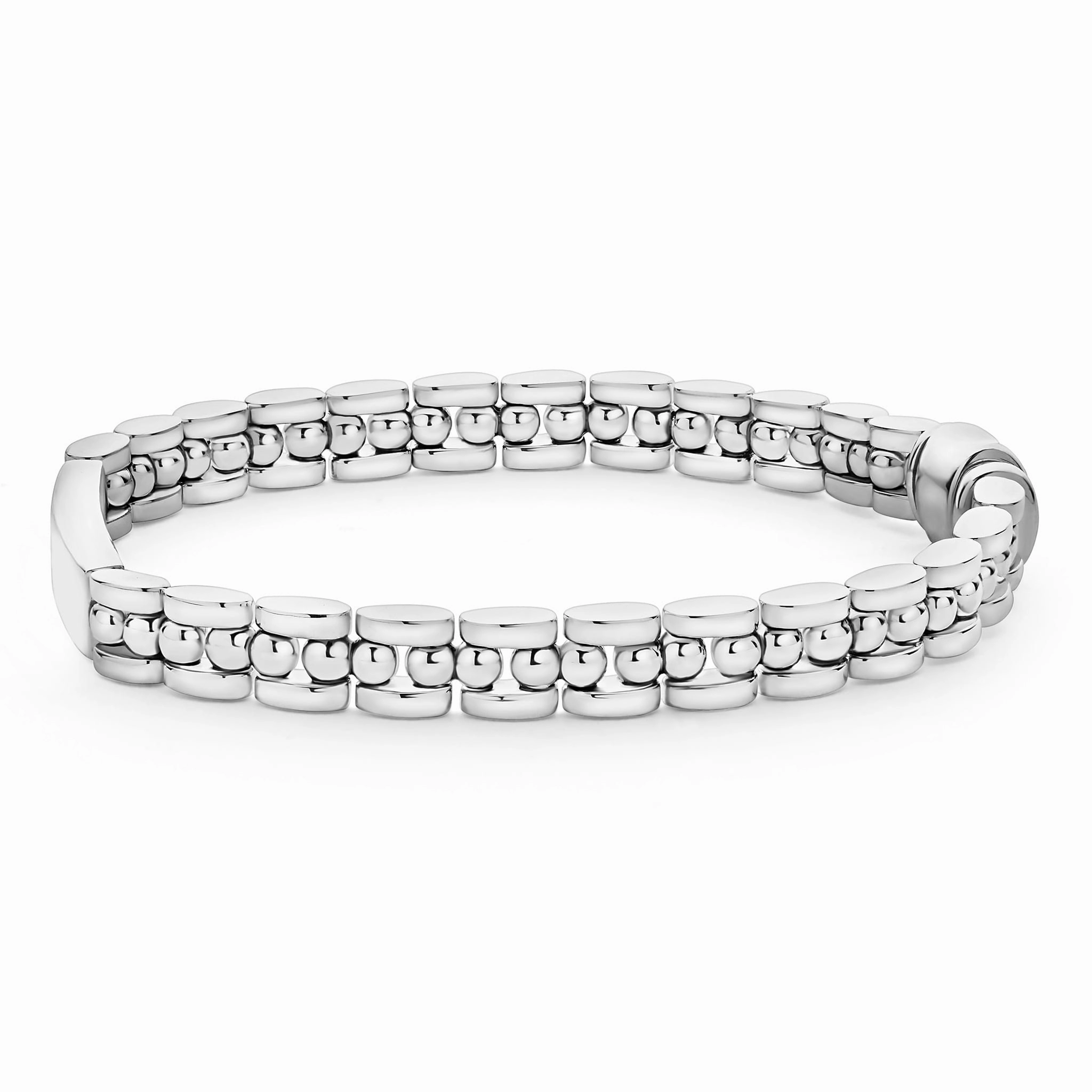 Signature Caviar Petite Silver Engravable ID Link Bracelet