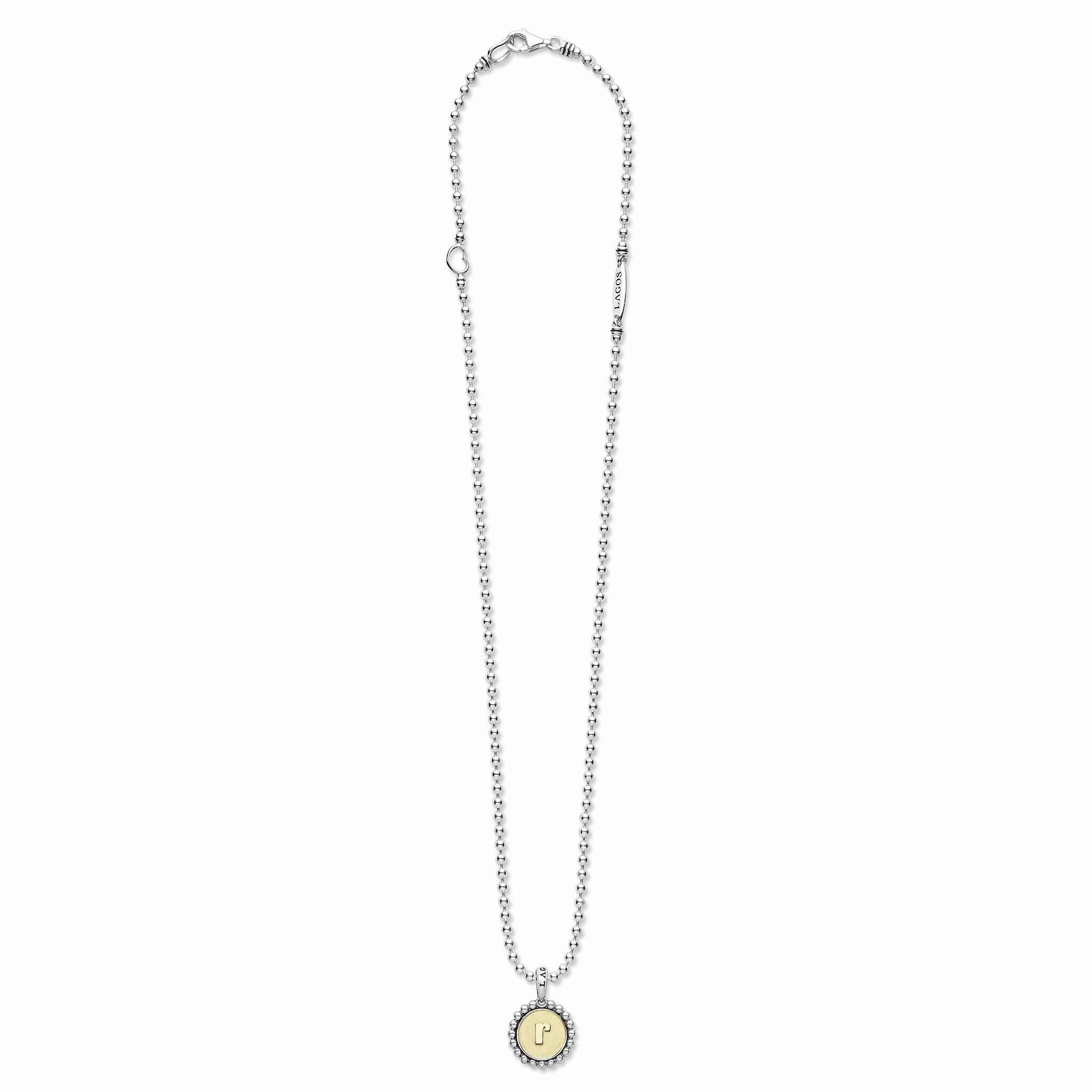 Signature Caviar R Initial Charm Necklace