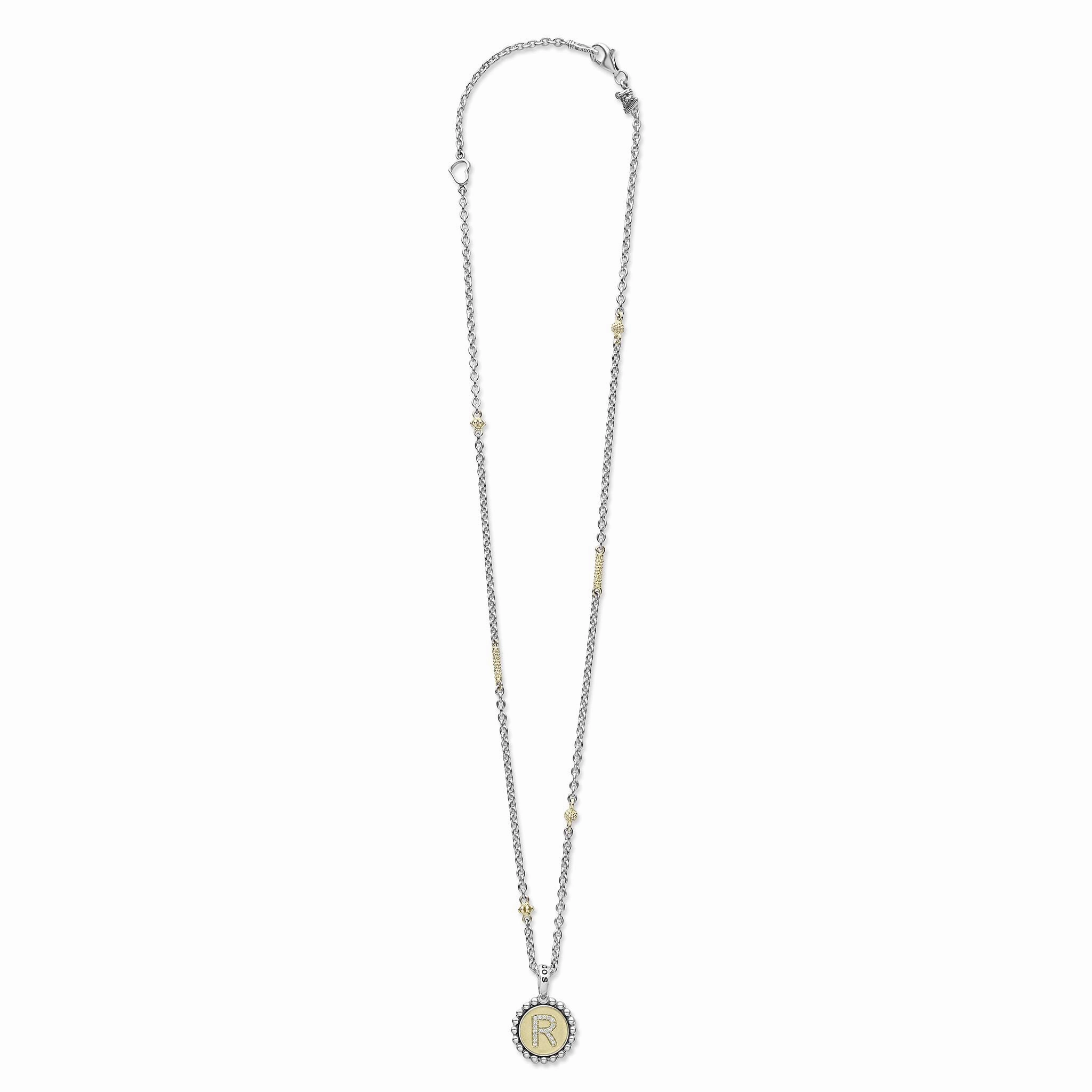 Signature Caviar R Initial Diamond Charm Necklace