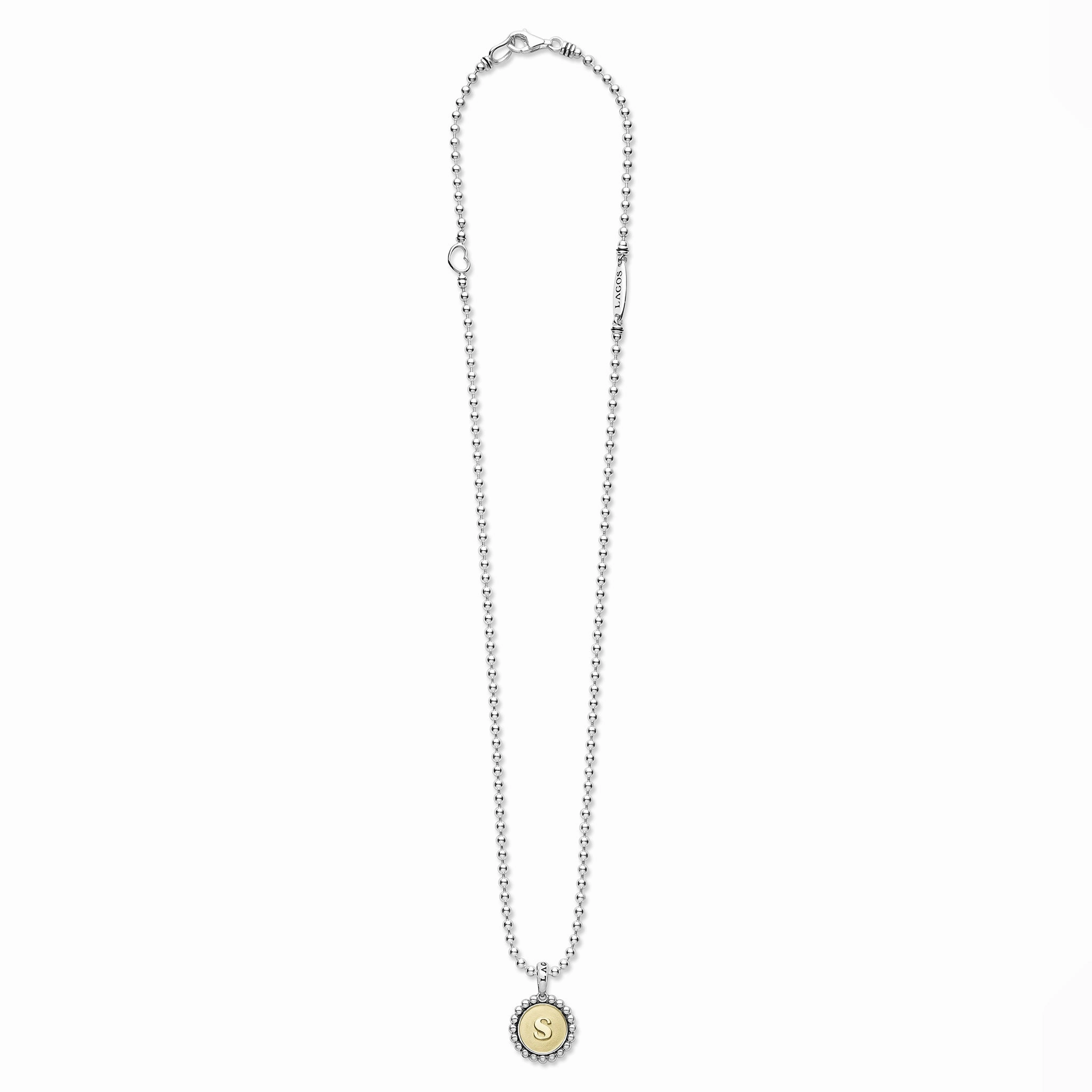 Signature Caviar S Initial Charm Necklace