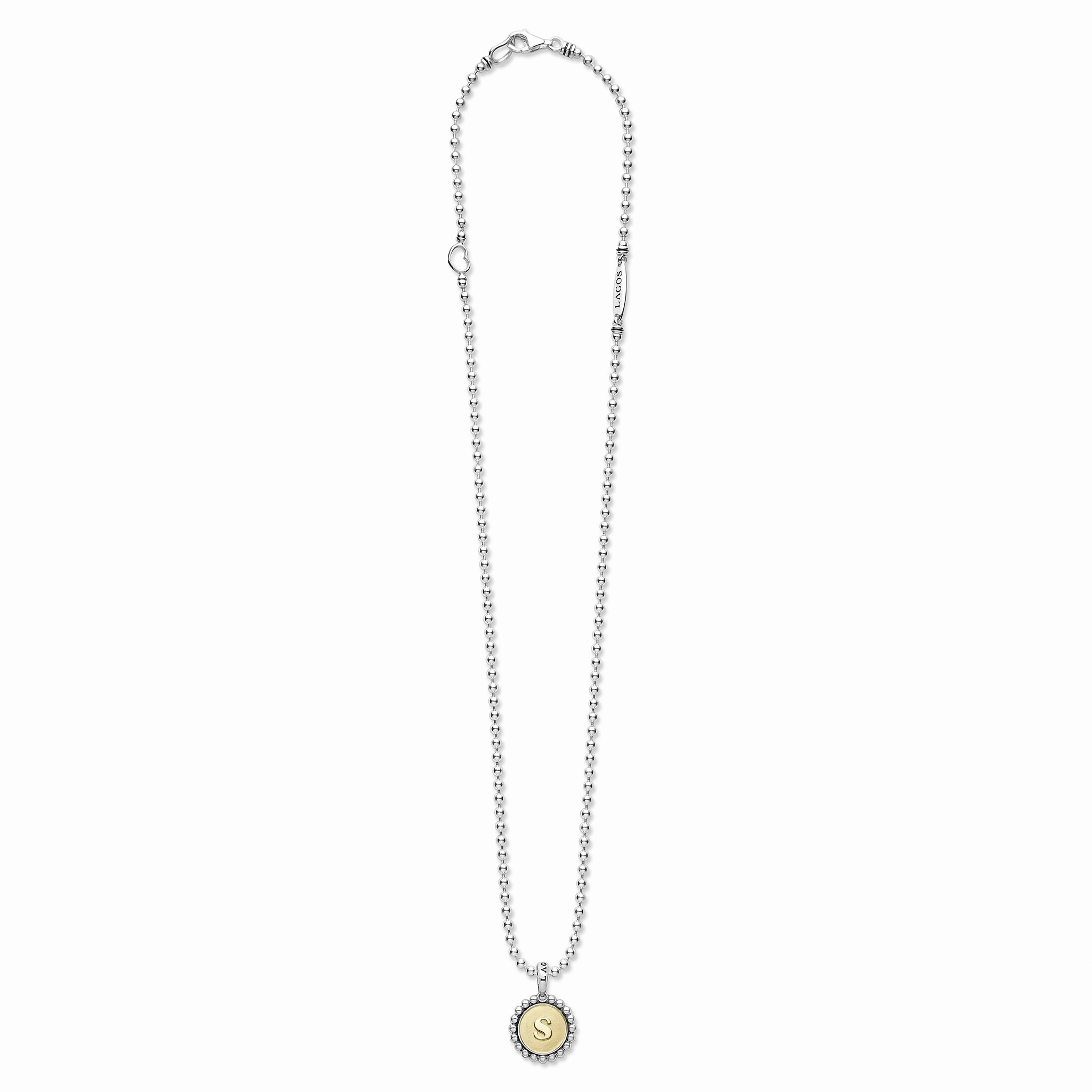 Signature Caviar S Initial Charm Necklace