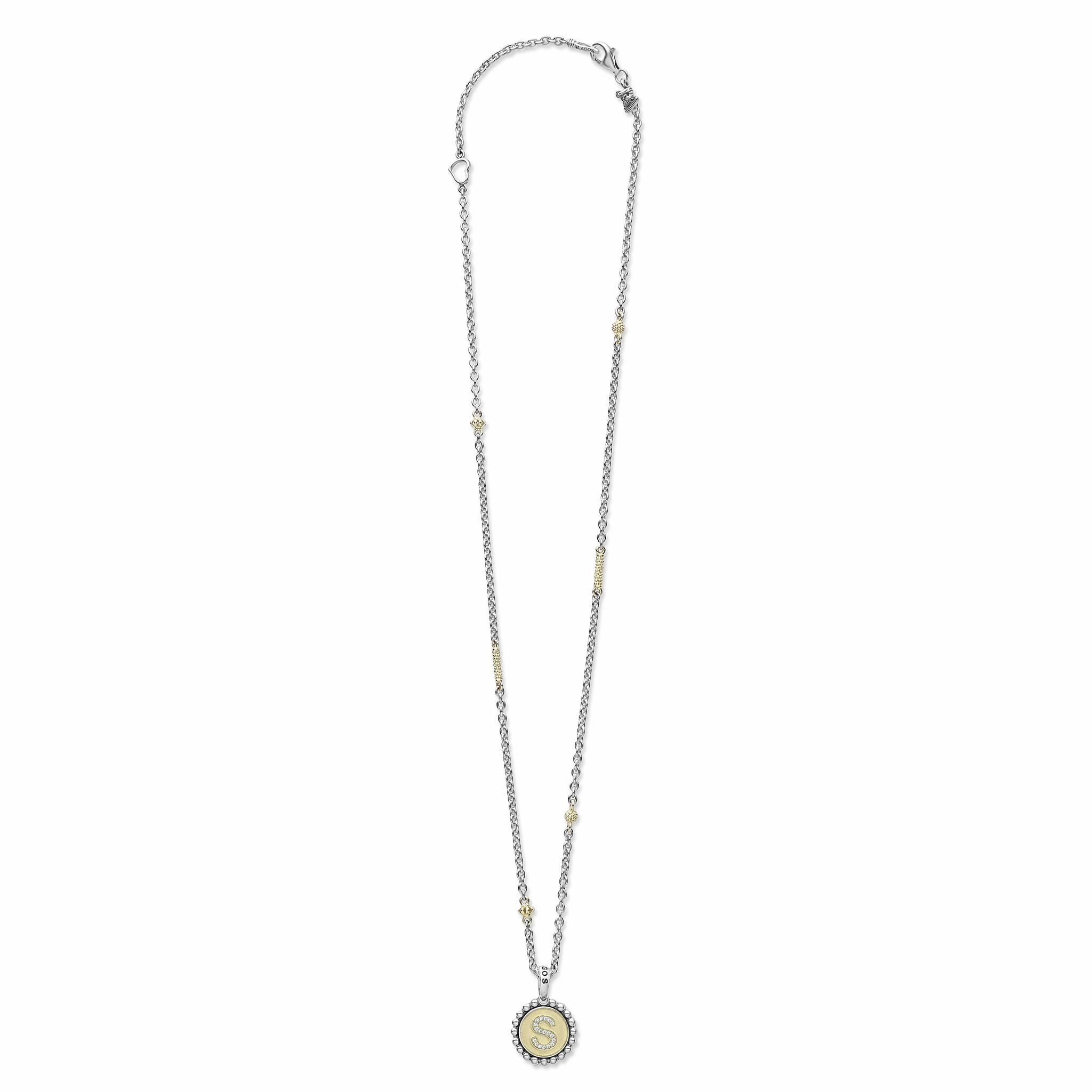 Signature Caviar S Initial Diamond Charm Necklace