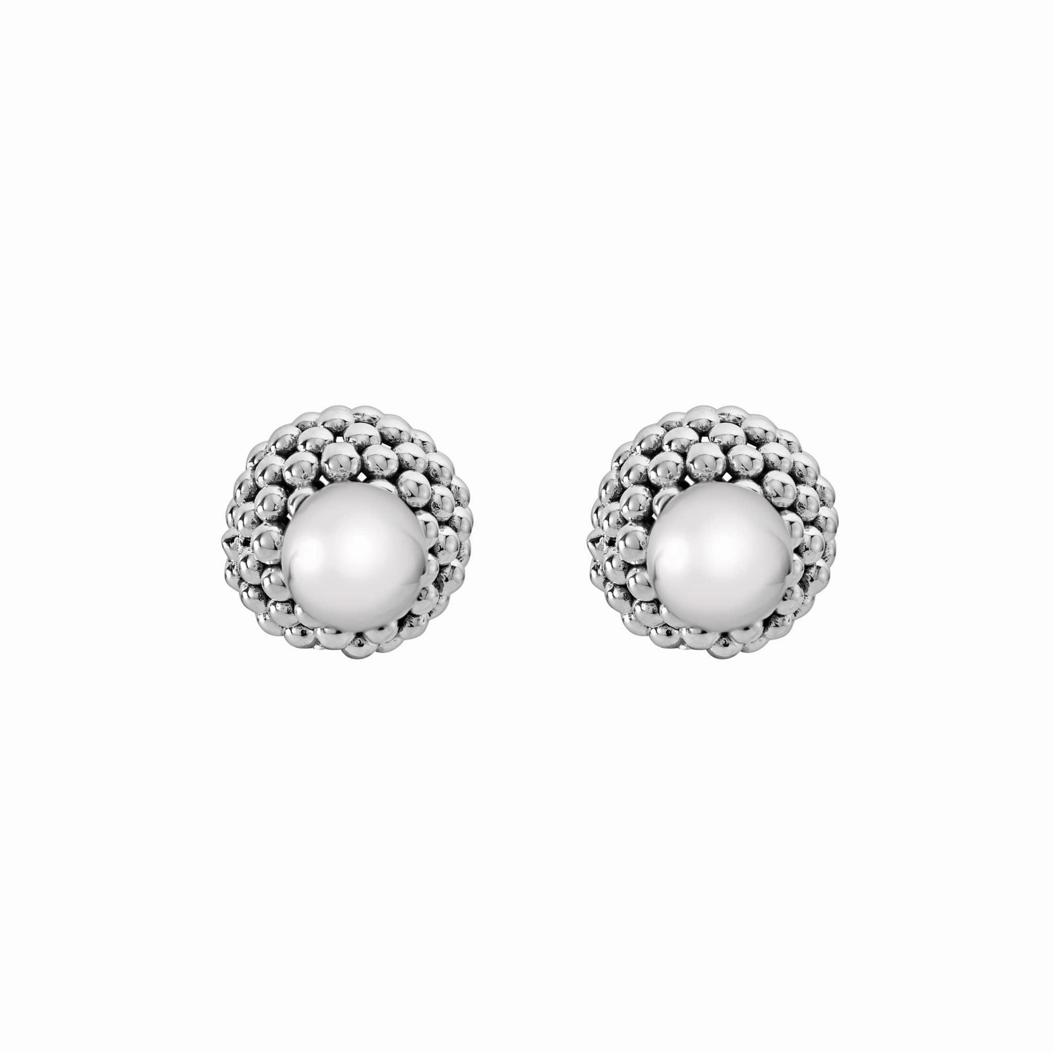 Signature Caviar Silver Beaded Front-Back Earrings
