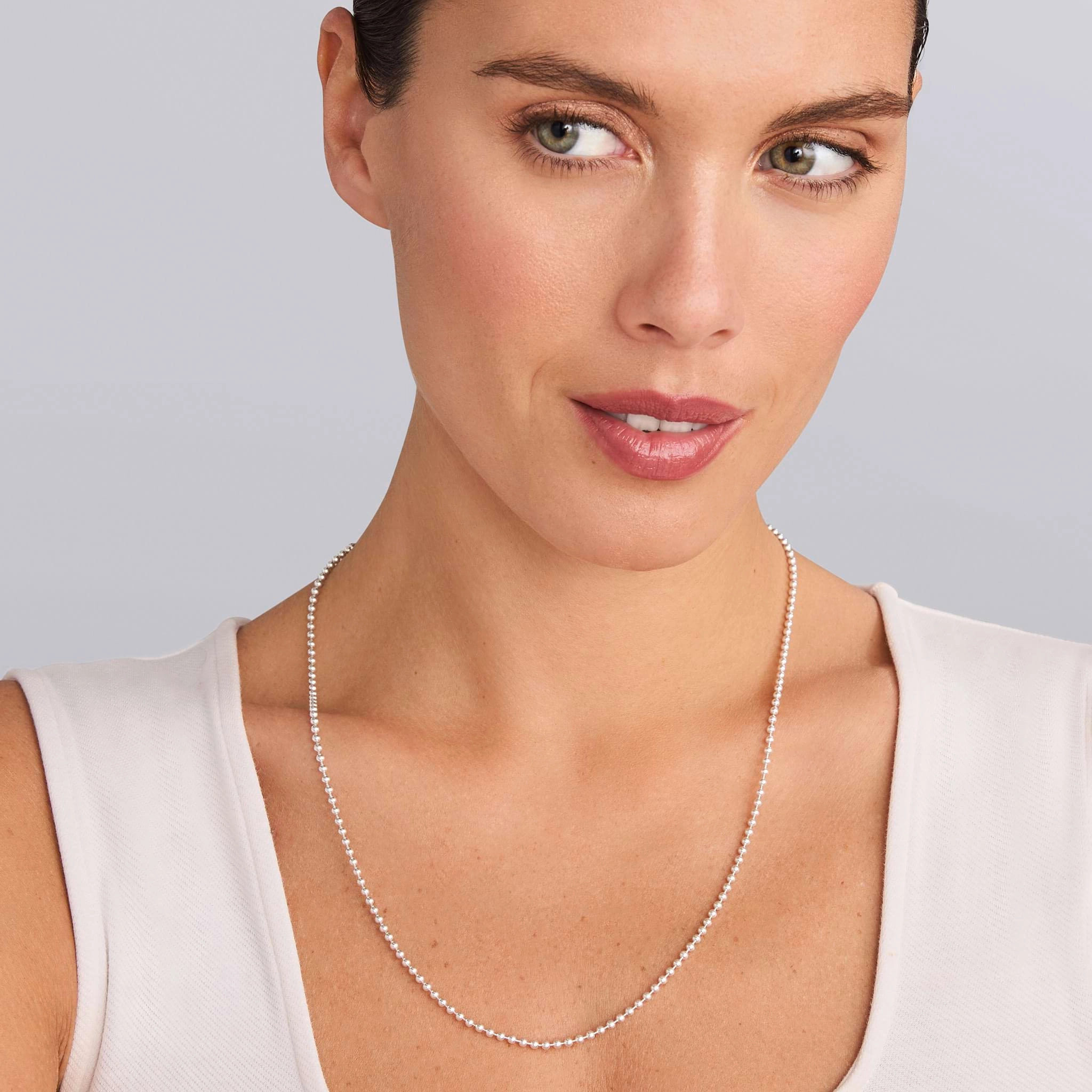 Signature Caviar Silver Beaded Necklace