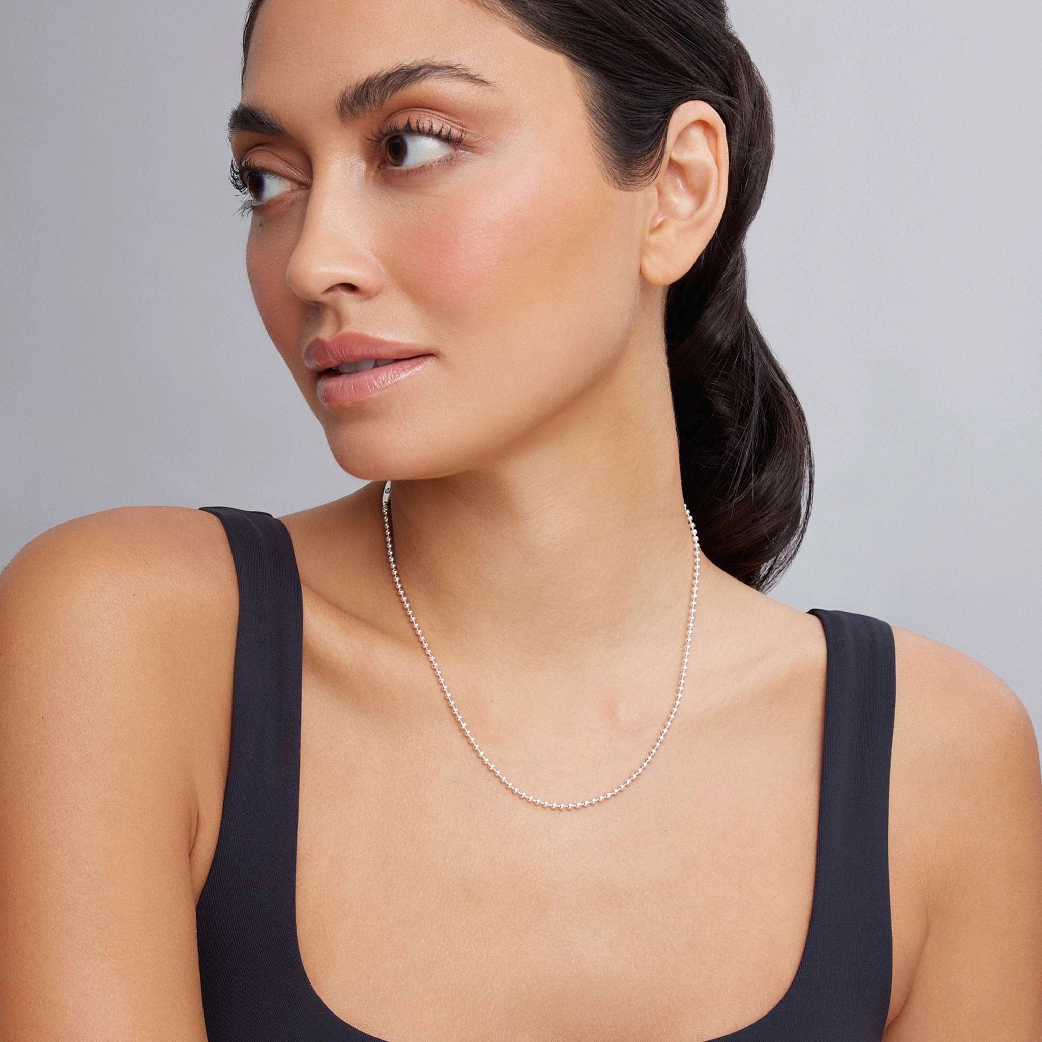 Signature Caviar Silver Beaded Necklace