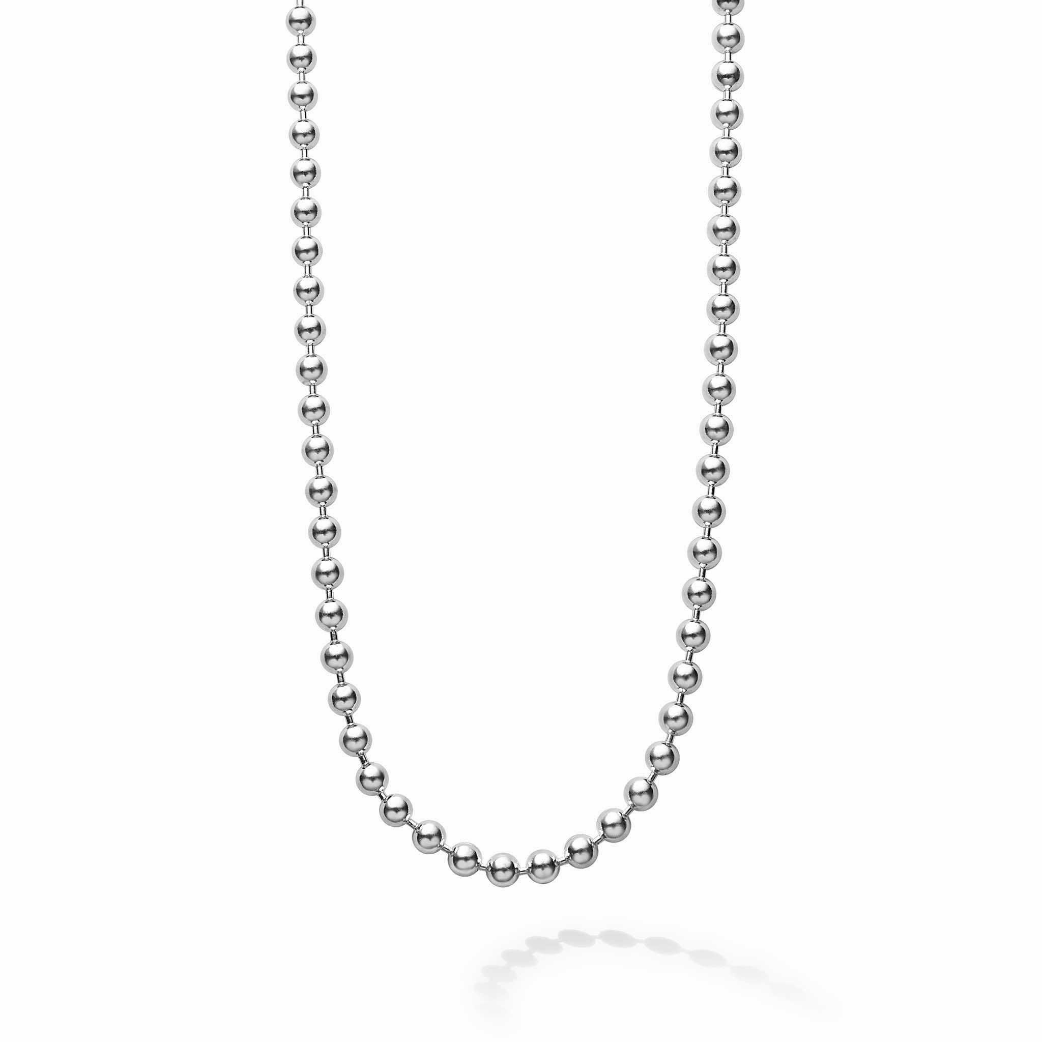 Signature Caviar Silver Beaded Necklace
