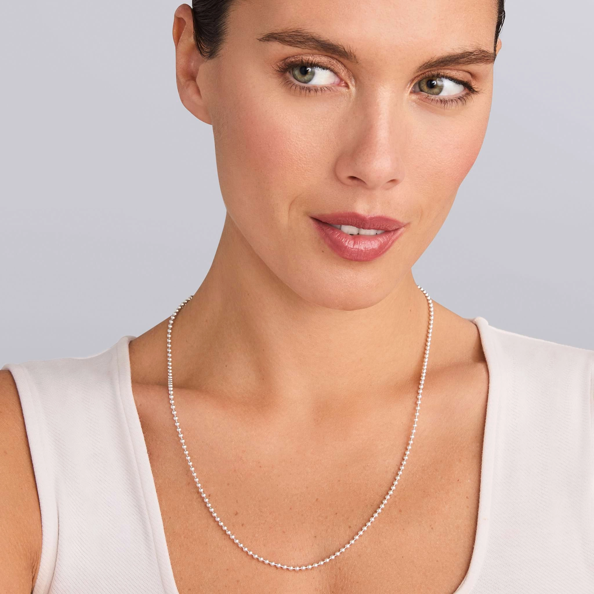 Signature Caviar Silver Beaded Necklace