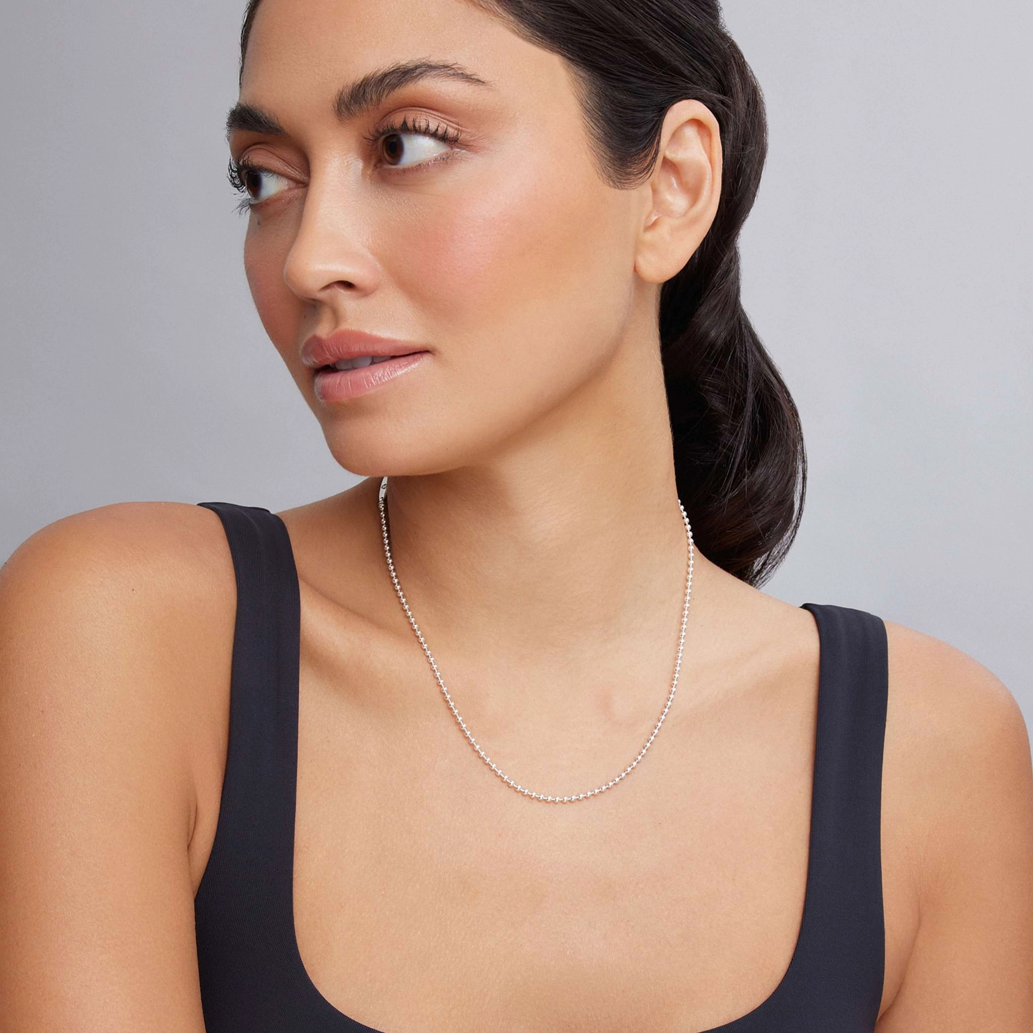 Signature Caviar Silver Beaded Necklace