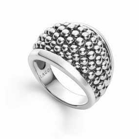 Signature Caviar Silver Beaded Statement Ring