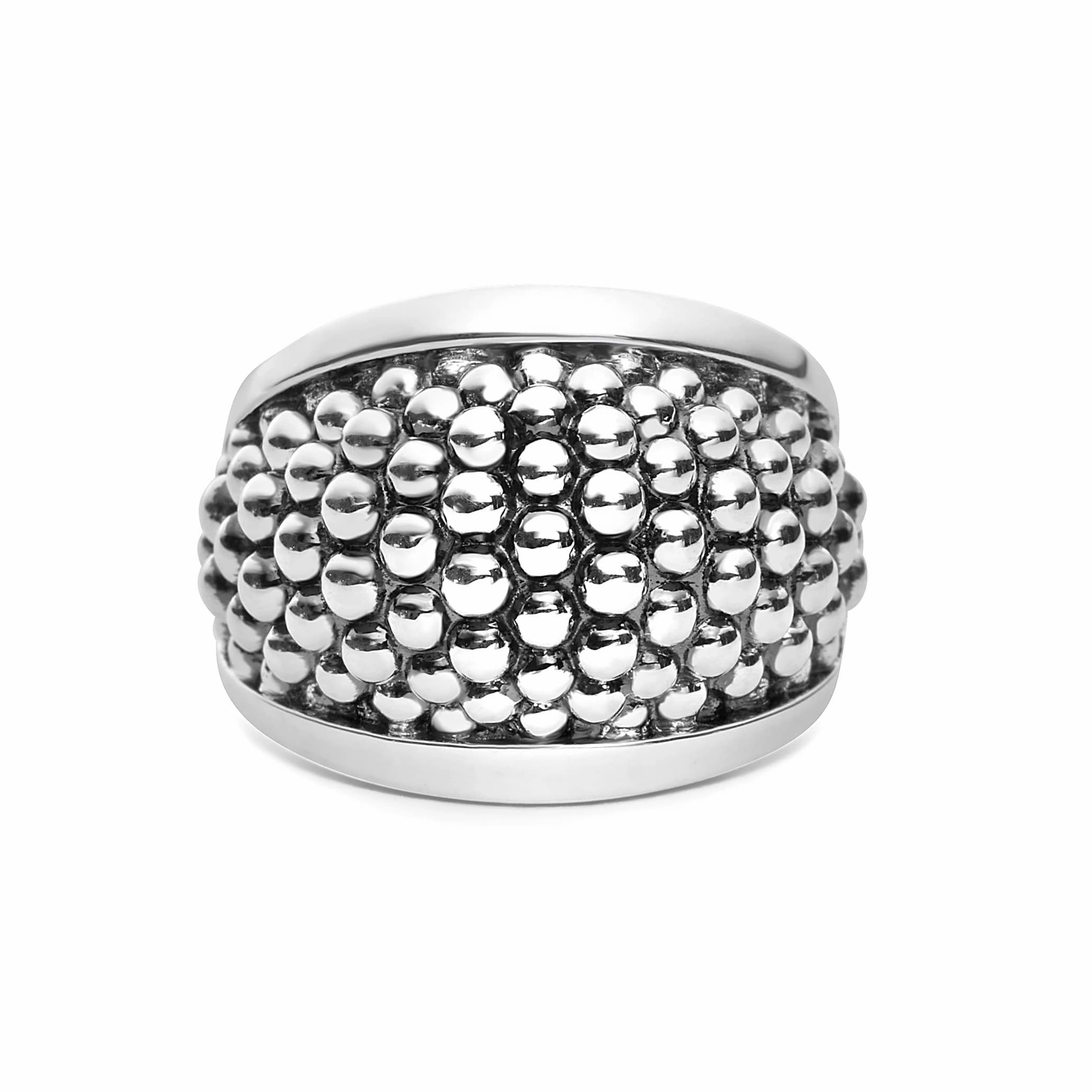 Signature Caviar Silver Beaded Statement Ring