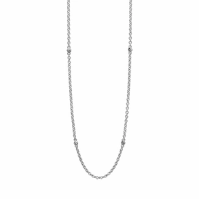 Signature Caviar Silver Beaded Station Necklace