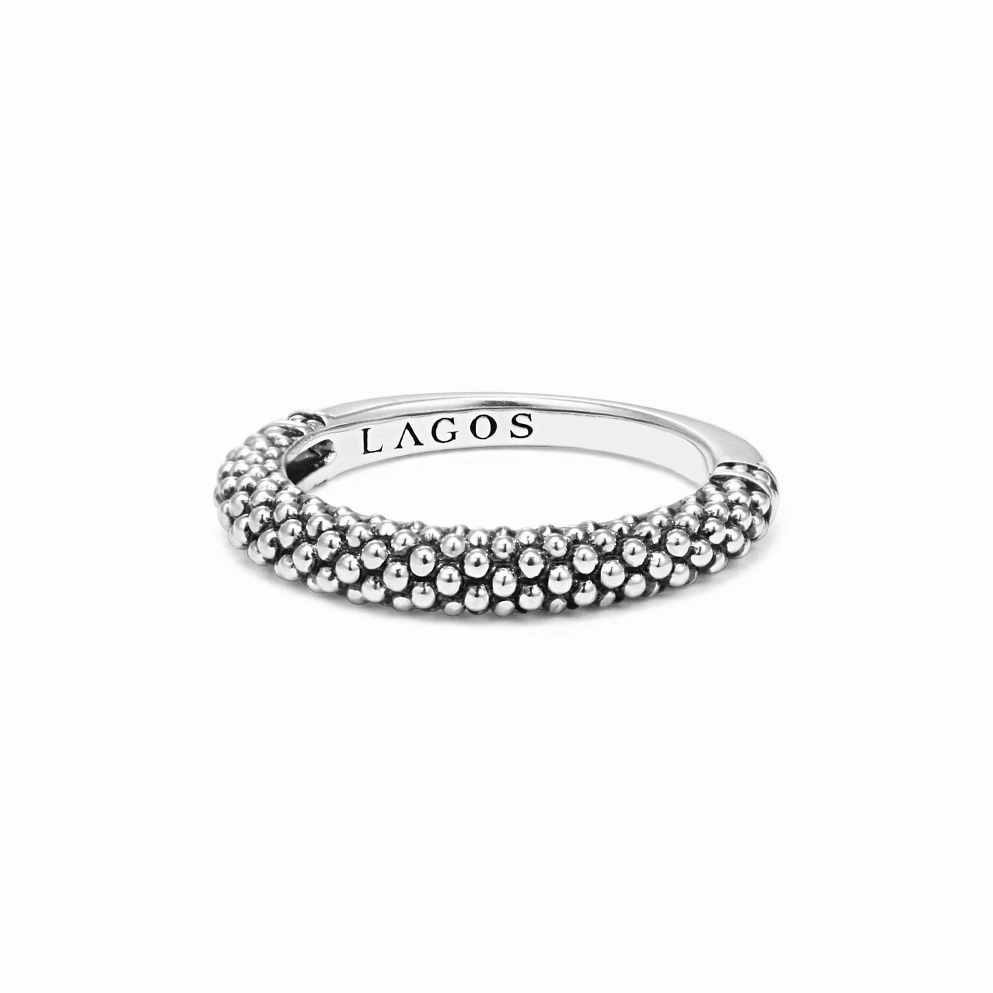 Signature Caviar Silver Caviar Stacking Ring