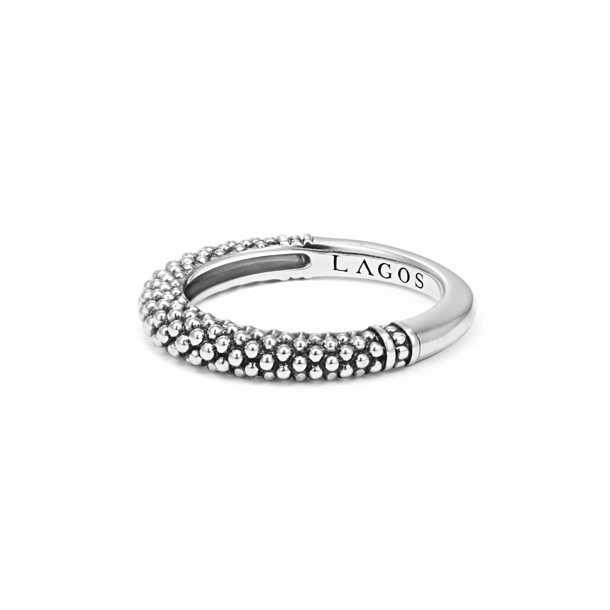 Signature Caviar Silver Caviar Stacking Ring