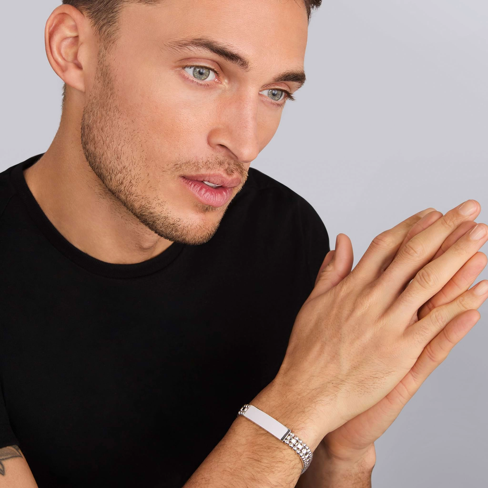 Signature Caviar Silver Engravable ID Link Bracelet