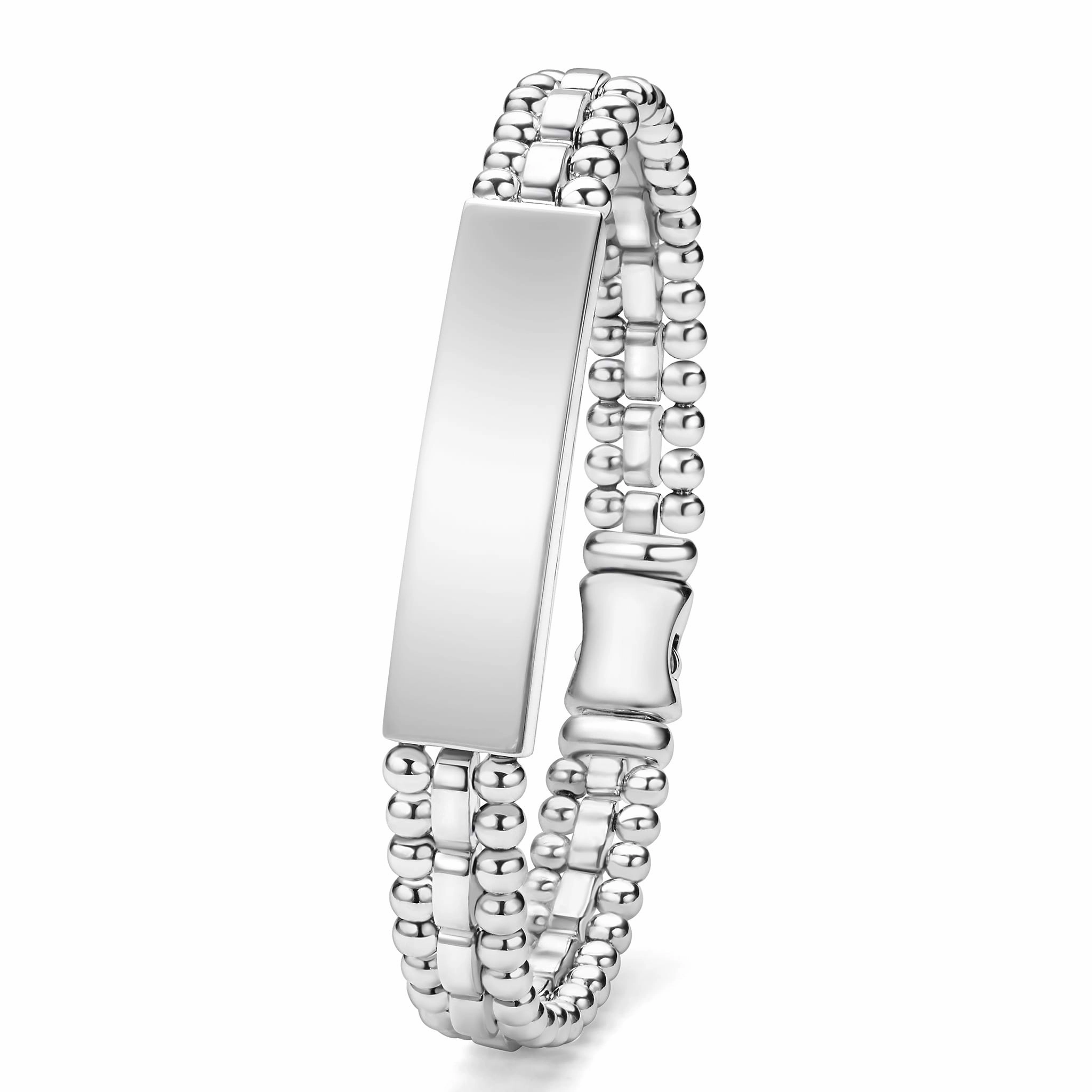 Signature Caviar Silver Engravable ID Link Bracelet