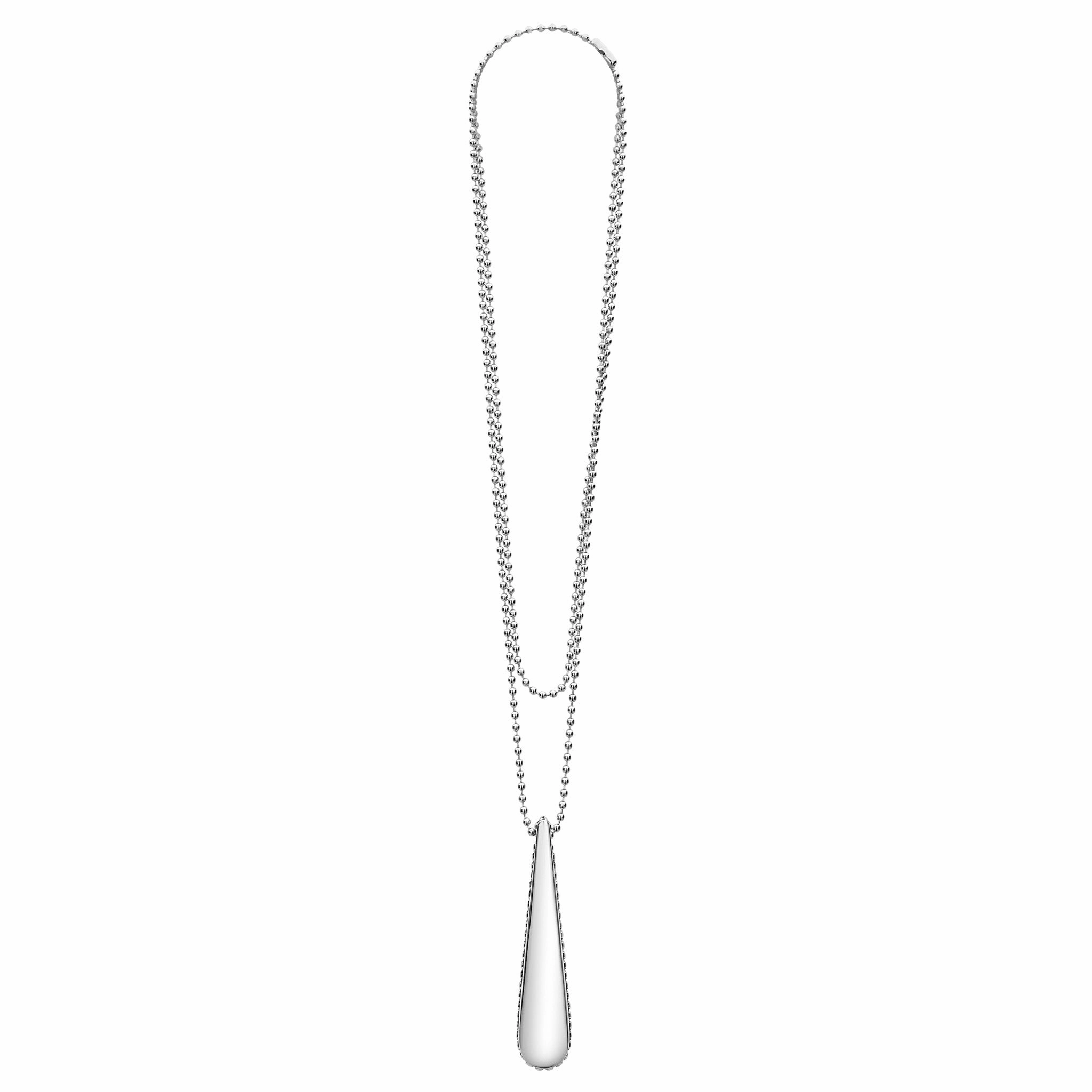 Signature Caviar Smooth Drop Pendant Necklace