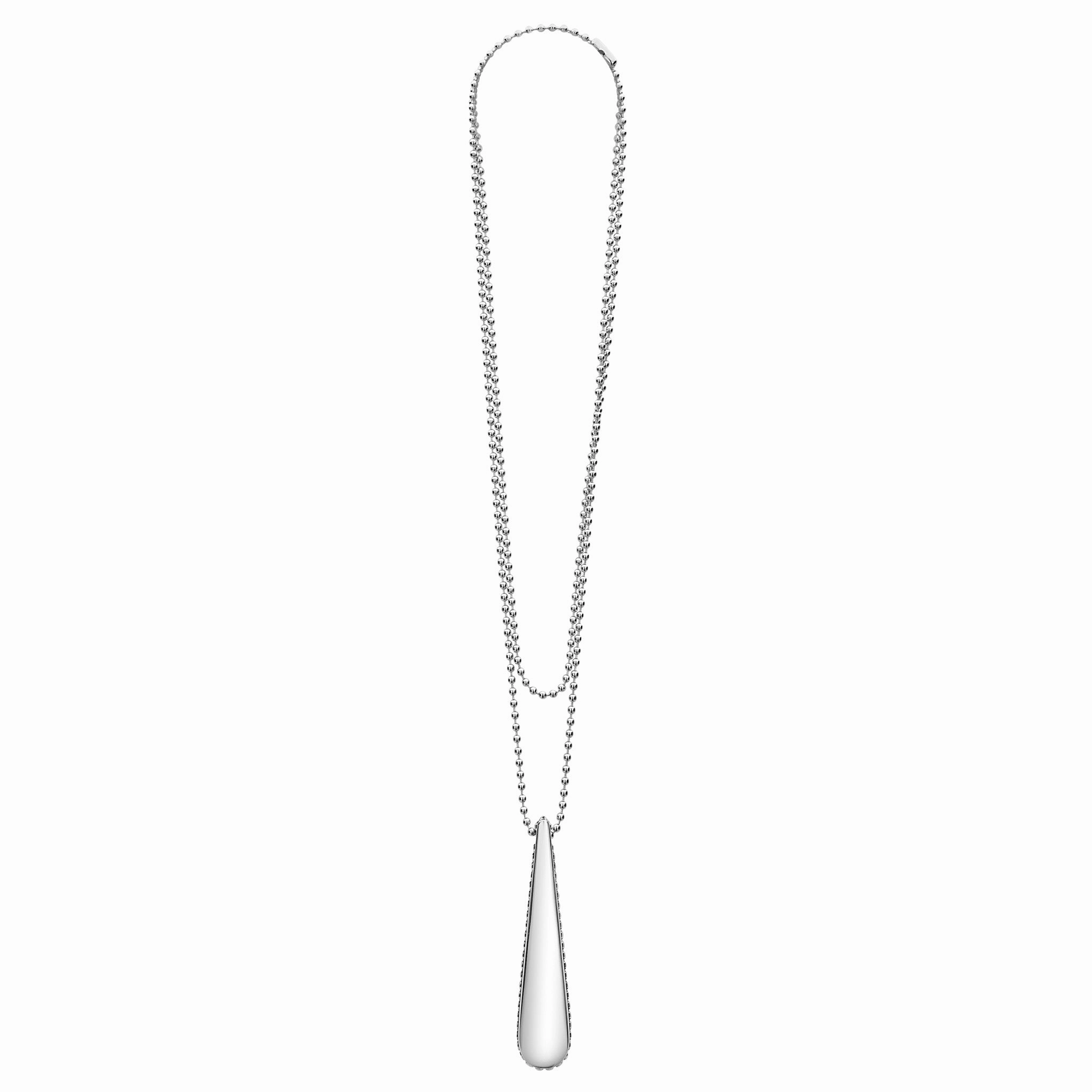 Signature Caviar Smooth Drop Pendant Necklace