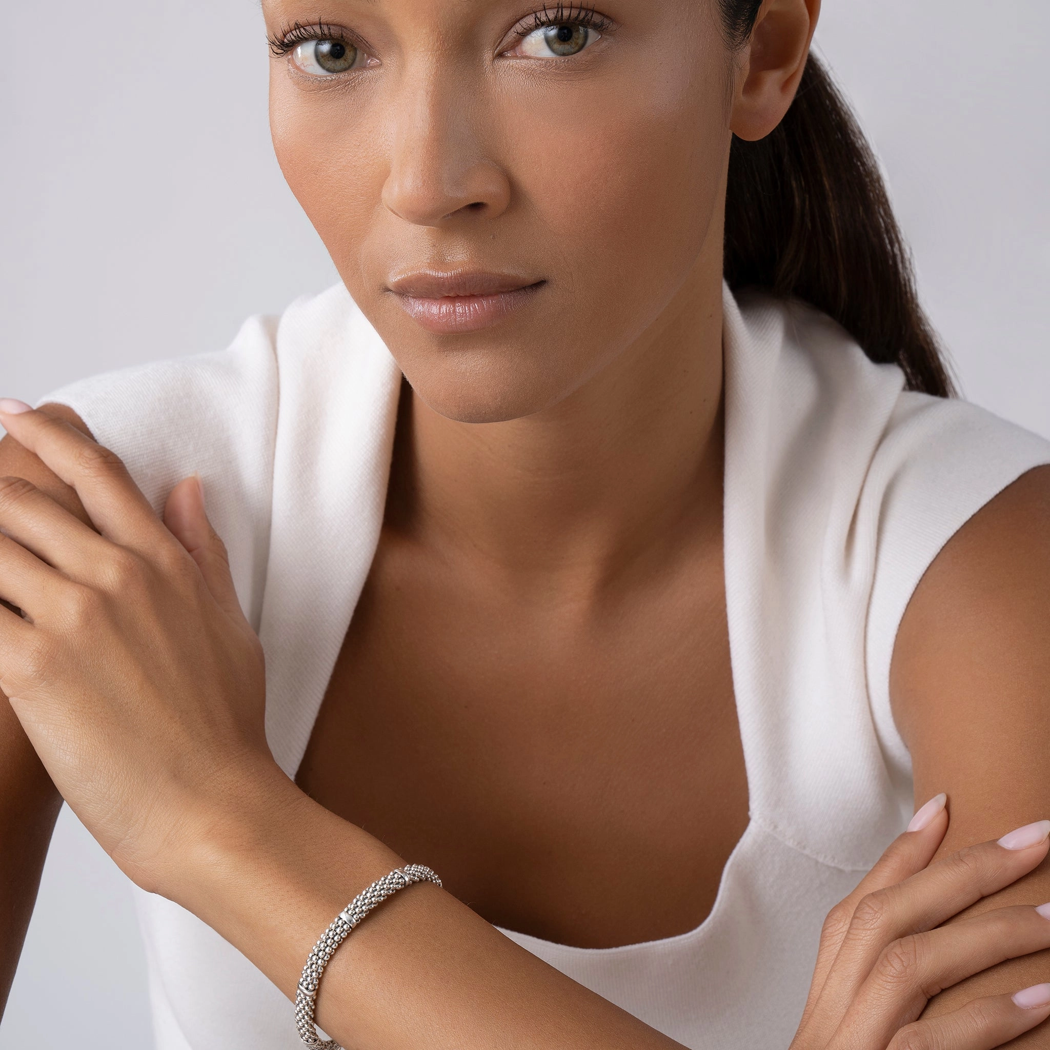 Signature Caviar Sterling Silver Caviar Bracelet | 6mm