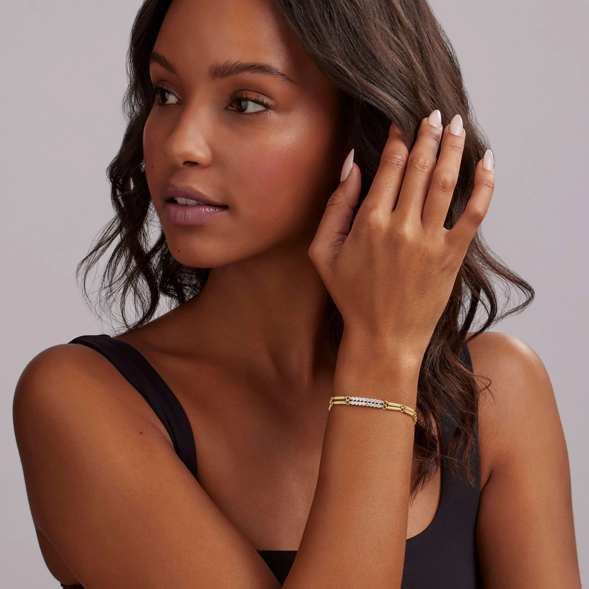 Signature Caviar Superfine Double Link Diamond Bracelet
