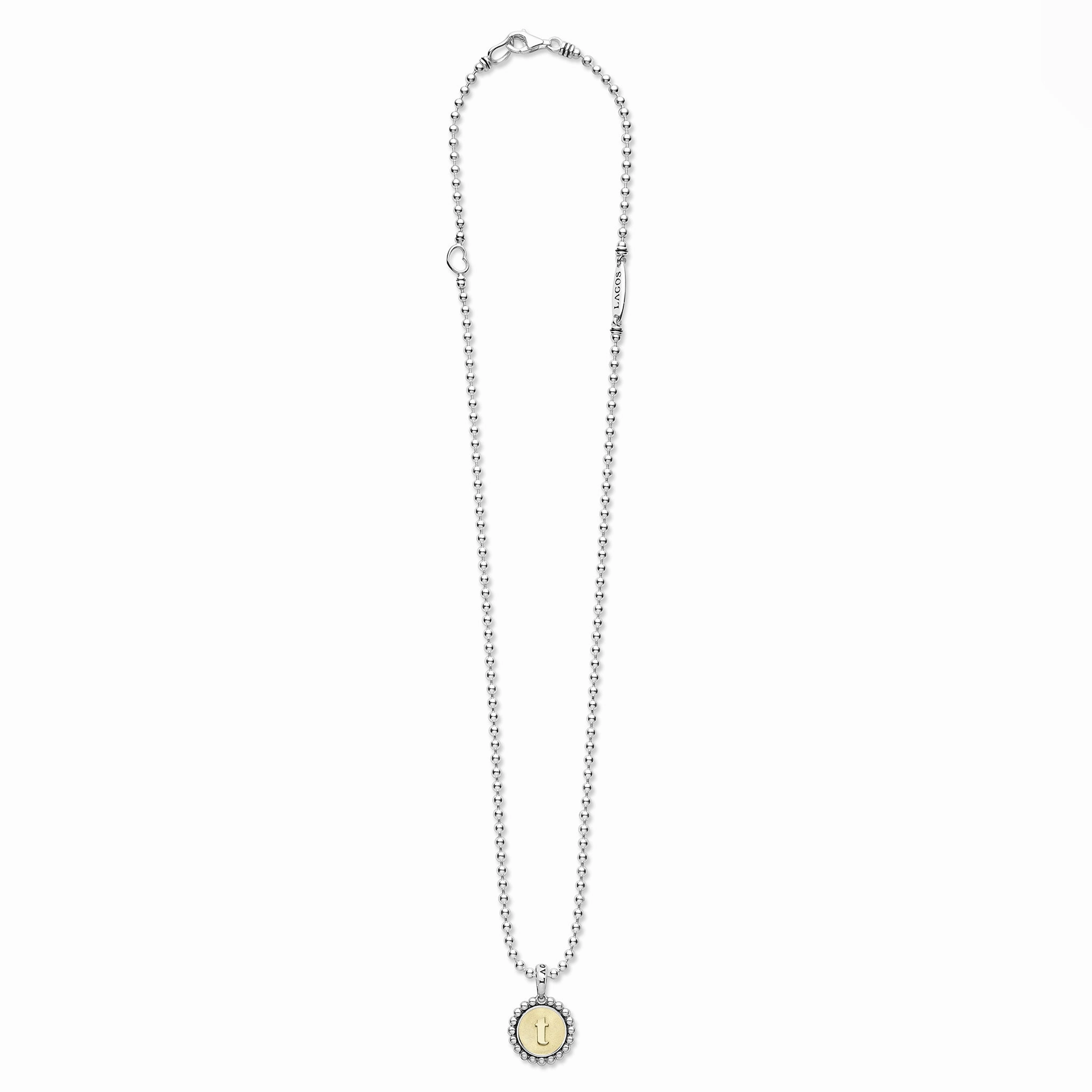Signature Caviar T Initial Charm Necklace