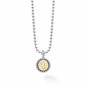 Signature Caviar T Initial Charm Necklace