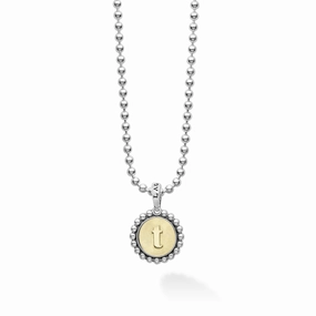 Signature Caviar T Initial Charm Necklace
