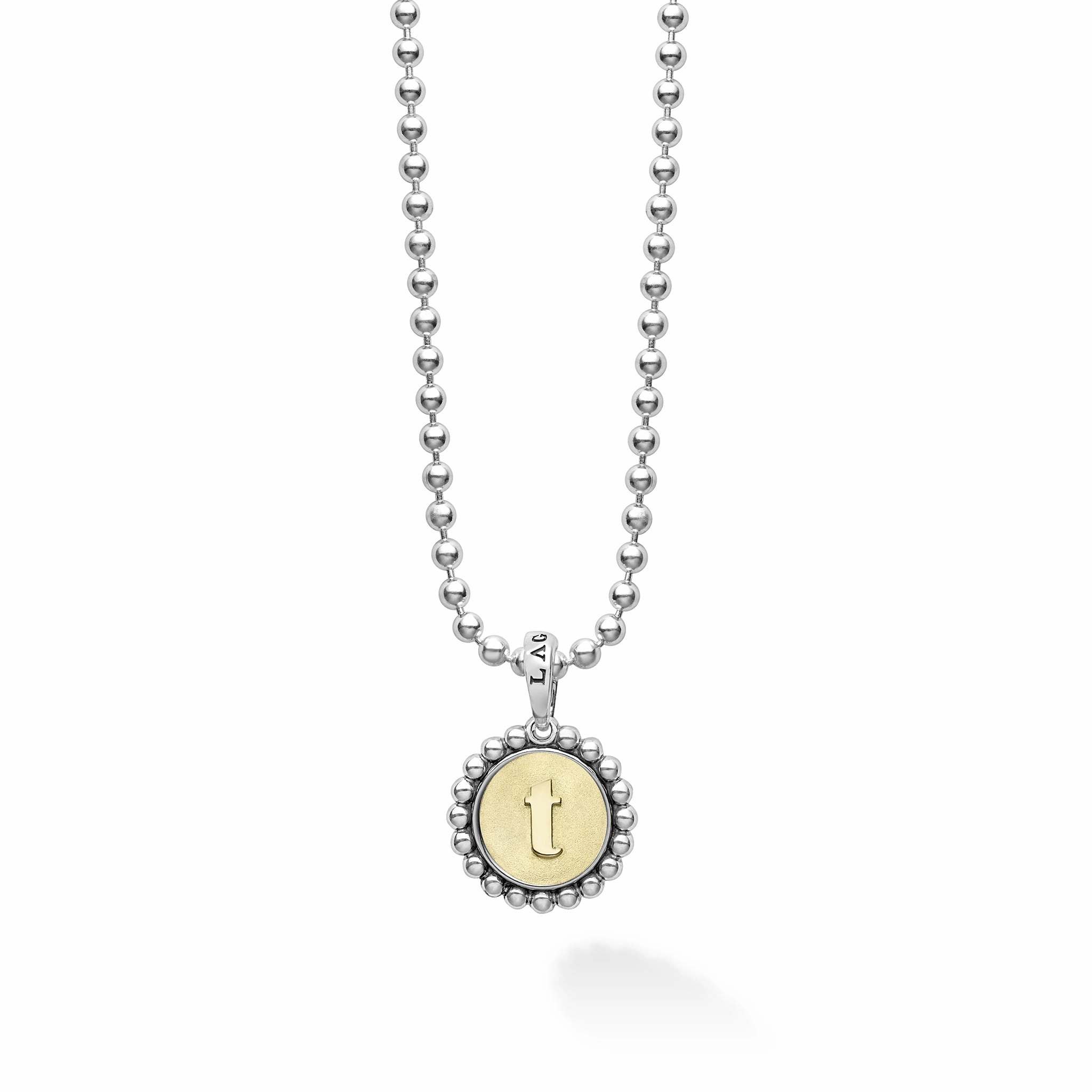 Signature Caviar T Initial Charm Necklace