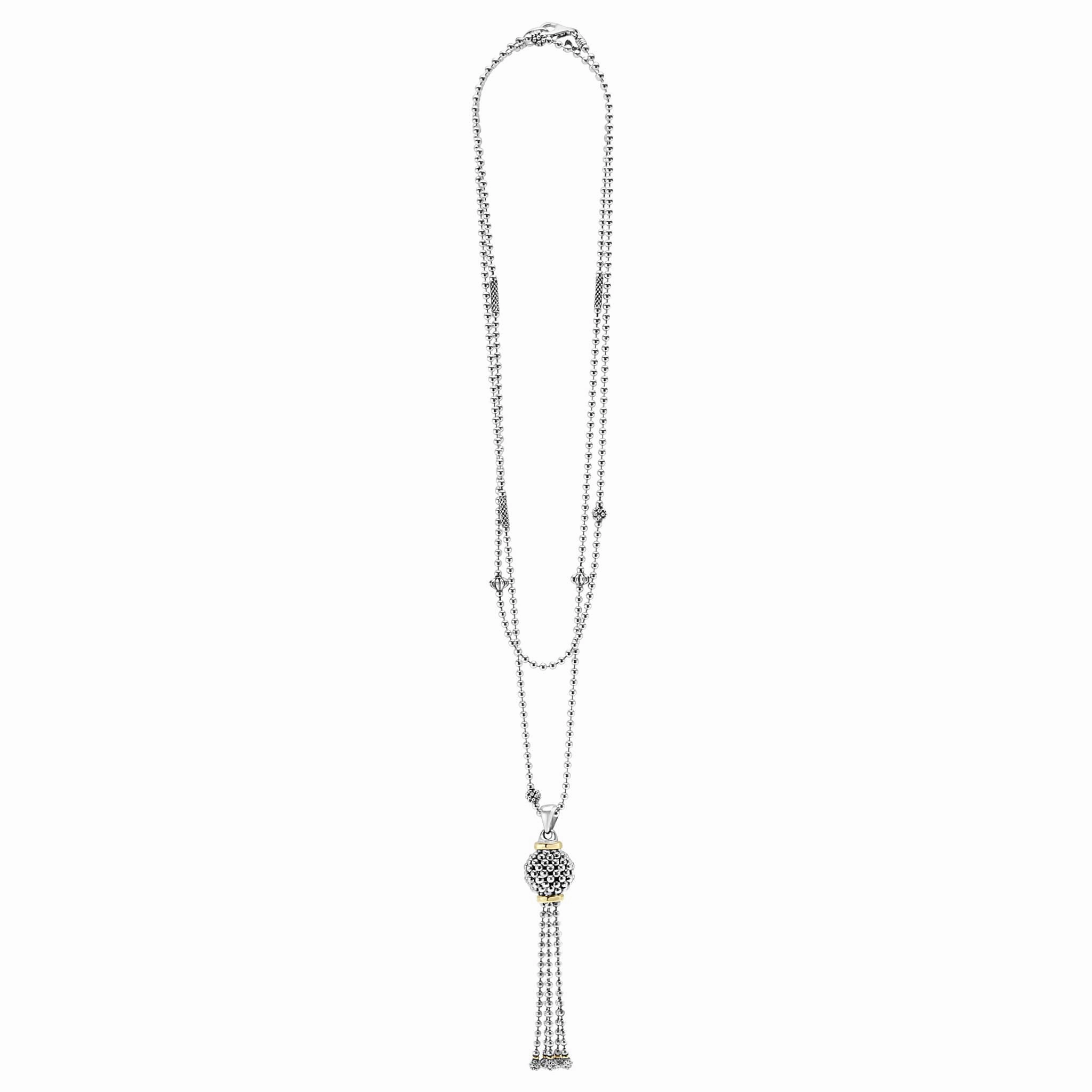 Signature Caviar Tassel Pendant Necklace