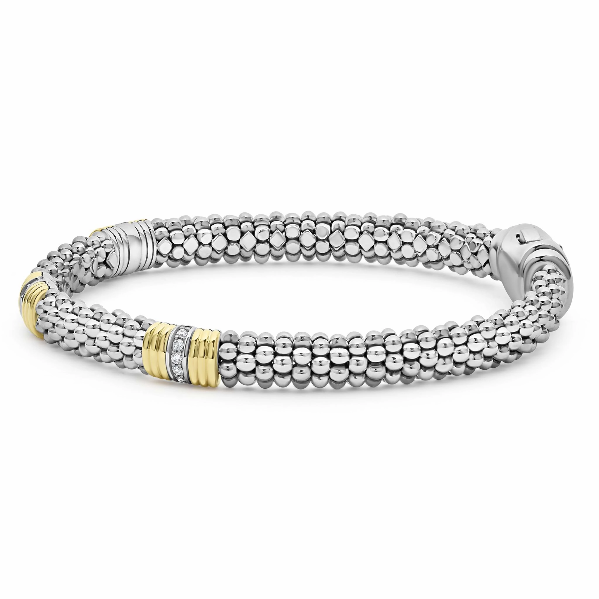 Signature Caviar Triple Diamond Station Caviar Bracelet | 6mm